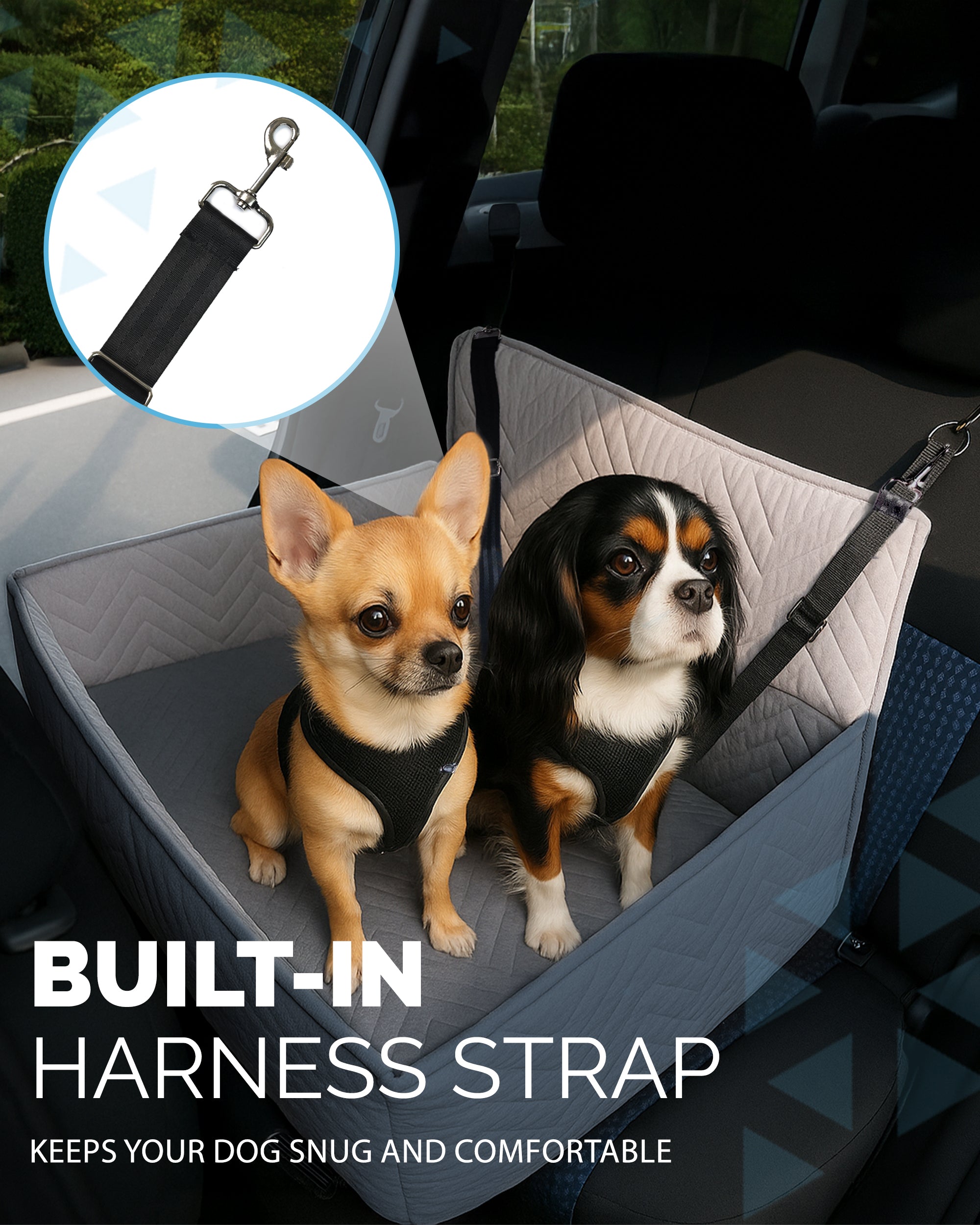 Furdreams XL Dog Car Seat – Plush Travel Bed with 10cm Foam Booster – Fits Dogs Up to 27kg – Non-Slip Base – 74x53x27cm – Converts to Cozy Sofa Bed – Machine Washable Cover
