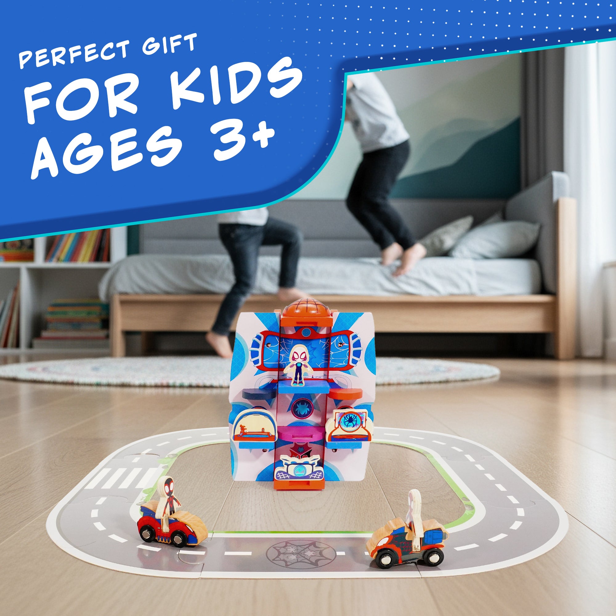 Marvel Spidey and His Amazing Friends Transforming Vehicle Playset – 17-Piece 2-in-1 Spidey Truck & Headquarters with Figures, Small Vehicles & Puzzle Road Mat – 110x255x110mm