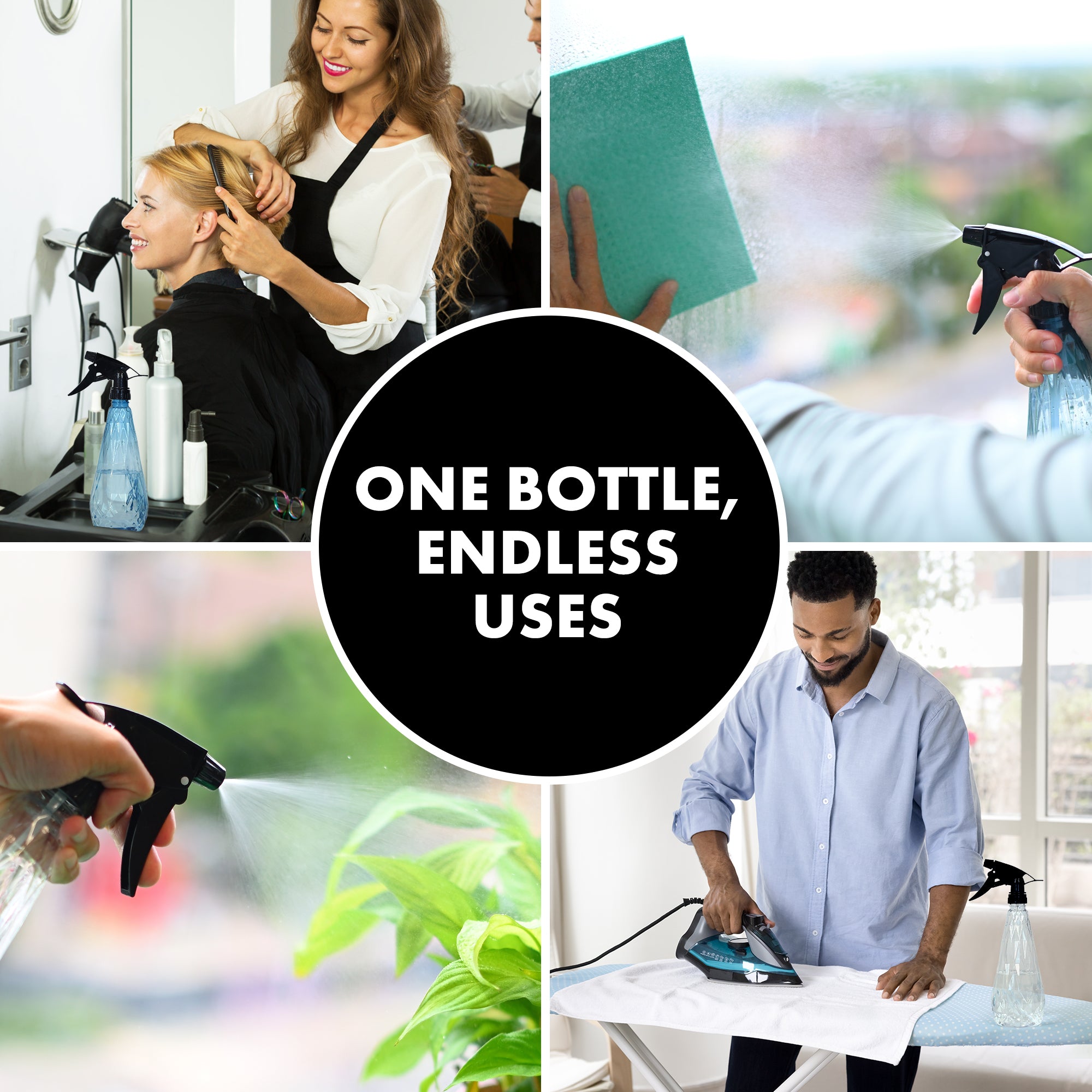 KEPLIN Water Spray Bottles (2 Pack) 600ml – Adjustable Nozzle for Mist & Stream | Reusable & Refillable w/Spray Nozzle | Ideal for Cleaning Kitchen Bath Glass (Grey & Green) (Copy)