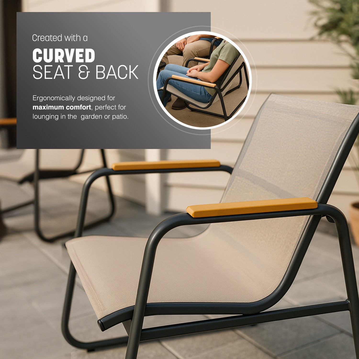 KEPLIN 4PC Conversation Set - Mesh Garden Furniture Set – Modern Outdoor Patio Seating – Easy Assembly – Comfortable & Durable – Stylish Design – Ideal for Gardens, Balconies, Poolside