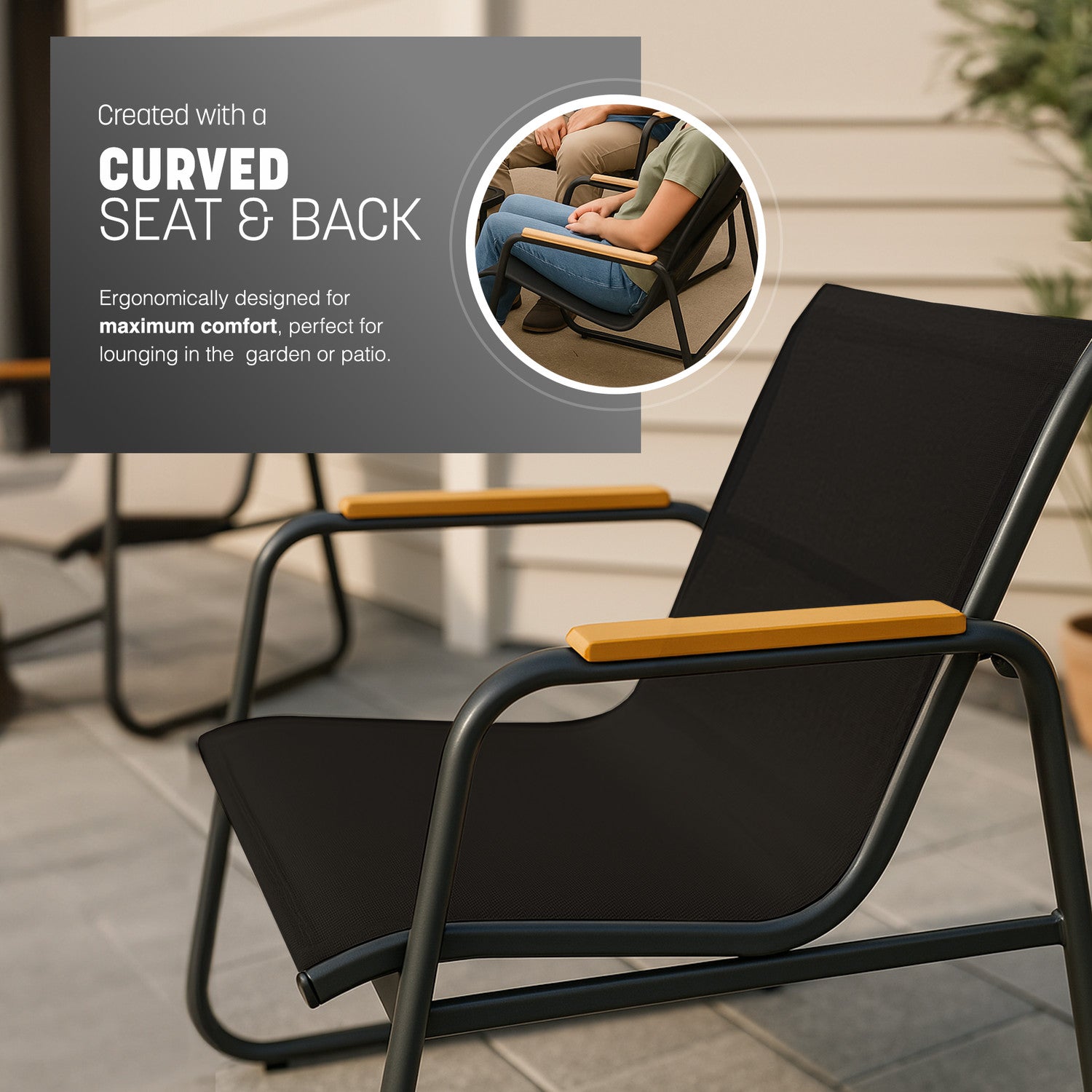 KEPLIN 4PC Conversation Set - Mesh Garden Furniture Set – Modern Outdoor Patio Seating – Easy Assembly – Comfortable & Durable – Stylish Design – Ideal for Gardens, Balconies, Poolside