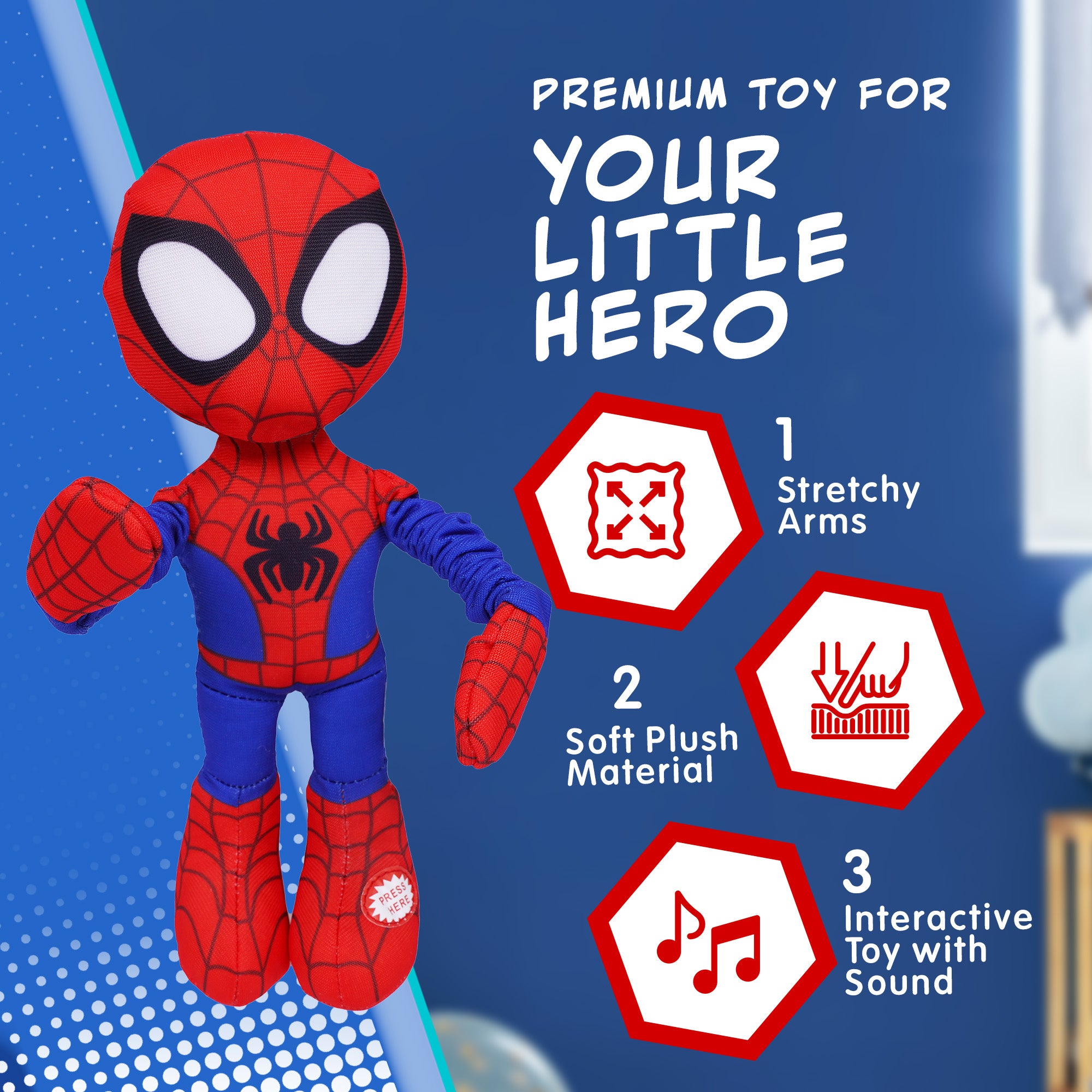 Marvel Spidey and His Amazing Friends – Slingshot Plush Spider-Man Toy with Sound– Stretchable Arms for Launch Action – Soft & Durable Superhero Plush for Kids Toys for Boys & Girls