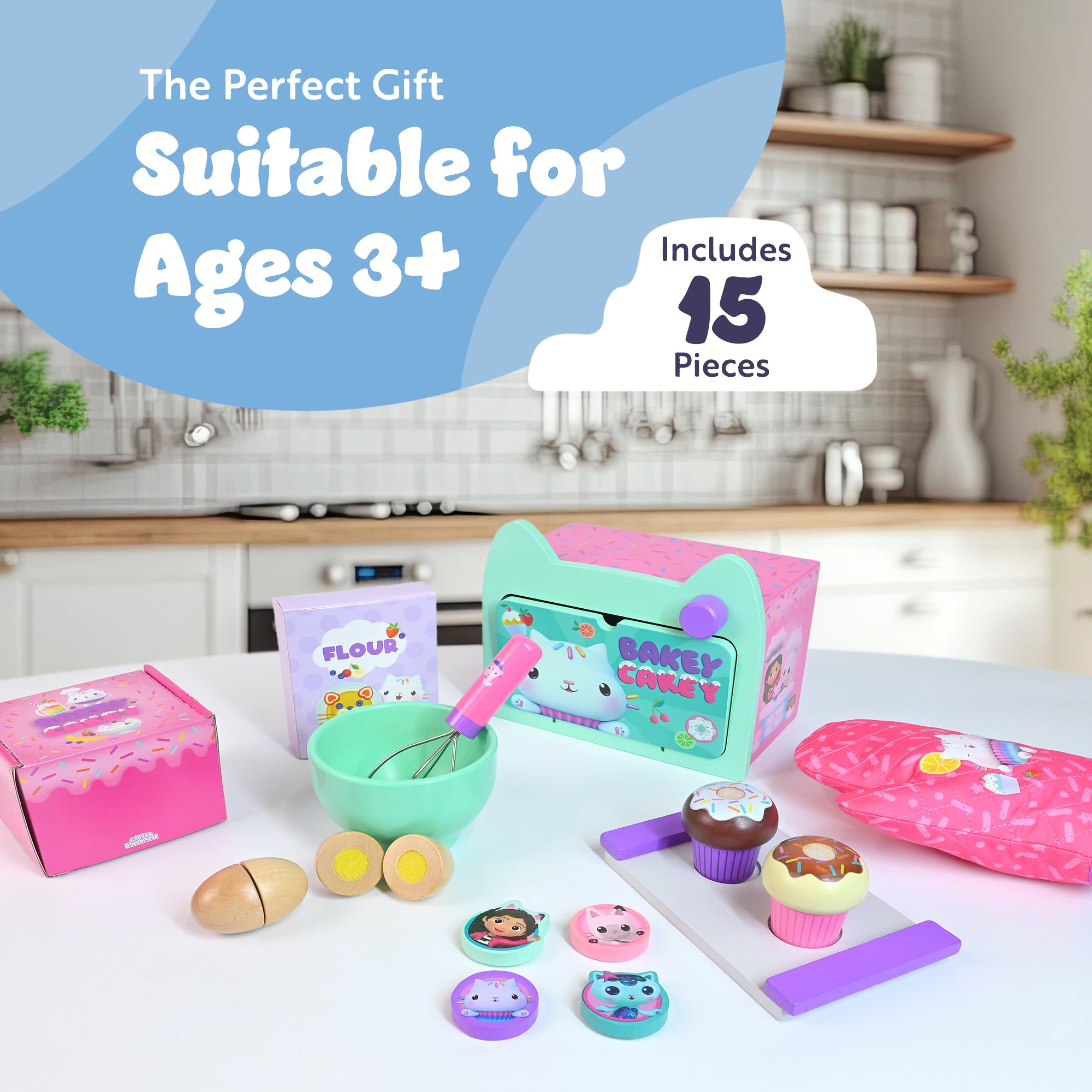 Gabby’s Dollhouse Baking Playset – Kids' Pretend Bake & Play Kit with Mixing Bowl, Whisk, Flour, Eggs & Oven – Fun & Role Play Toy for Toddlers & Children