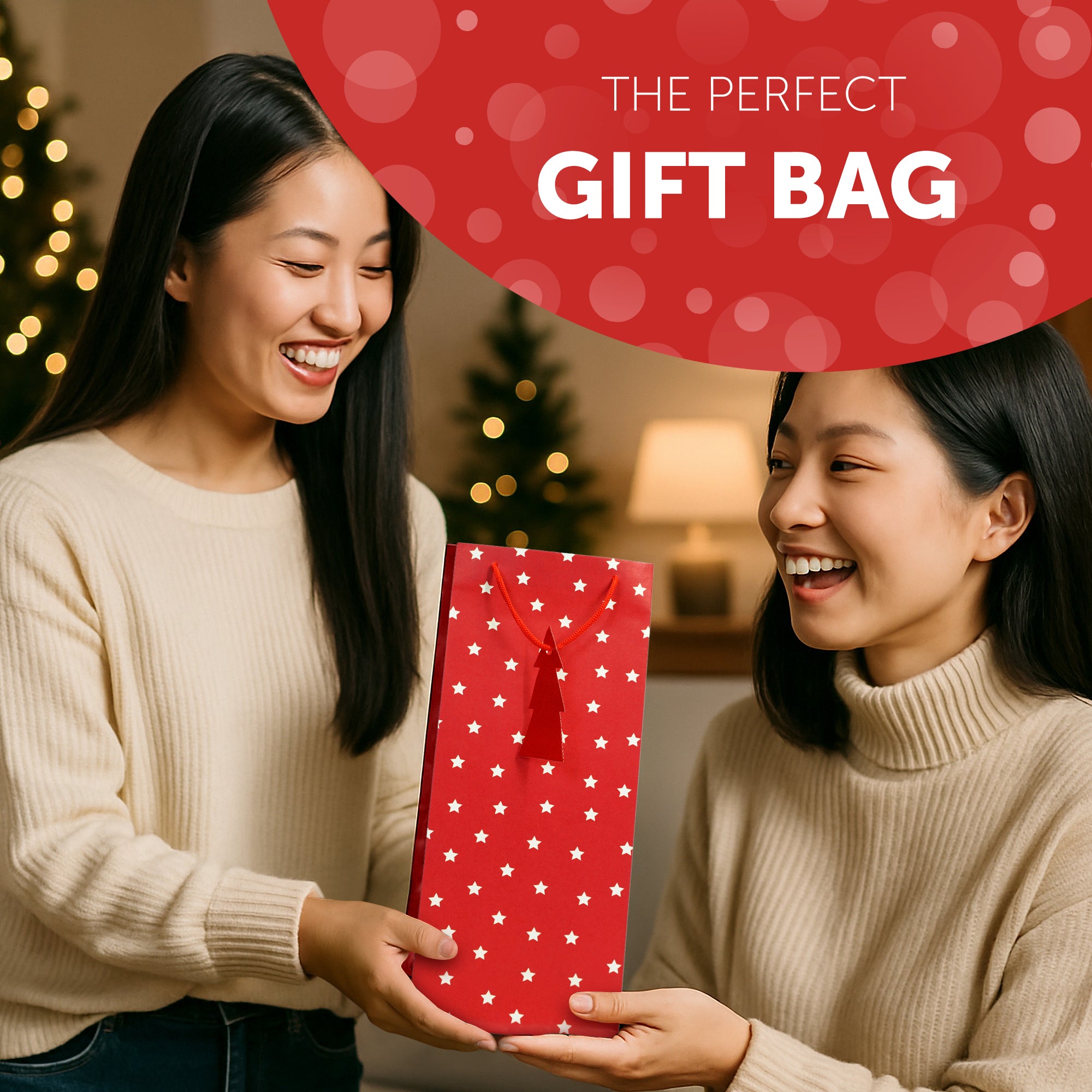 Kraft & Co - Christmas Wine Bottle Bag, 3 Festive Designs- Joy, Festive, Sparkle, Pack of 3
