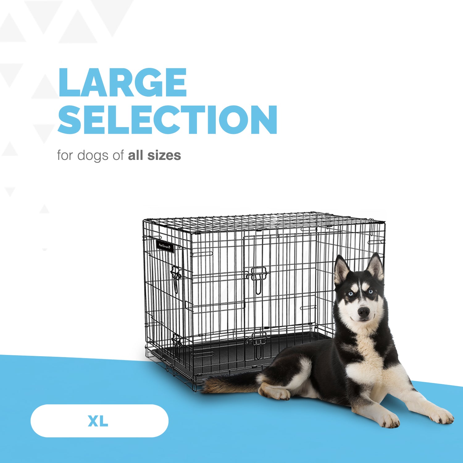 FurDreams Heavy Duty Dog Crate – Black Metal Folding Cage with Dual Doors, Chew-Resistant Plastic Tray, and Carry Handle – Perfect for Puppy Training