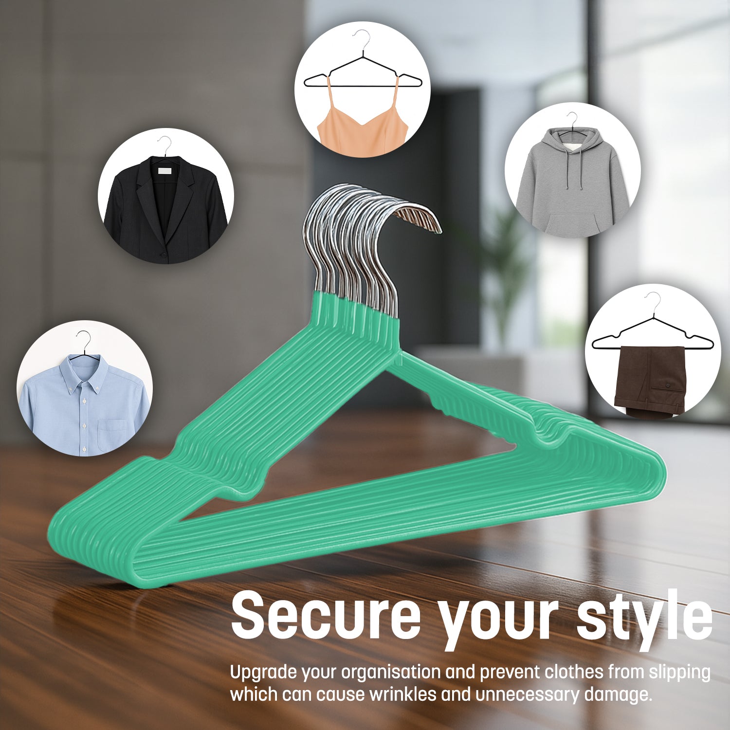20pcs Metal Hangers Premium Rubber Coated - Non-Slip Clothes Hangers with 360° Swivel Hook
