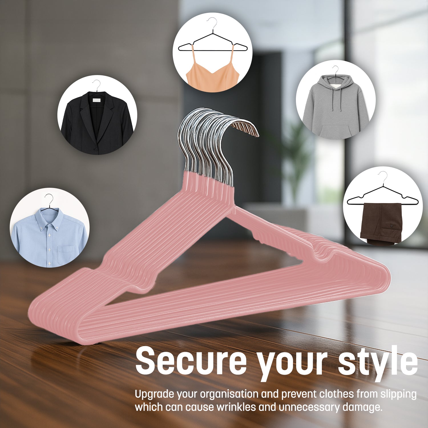 20pcs Metal Hangers Premium Rubber Coated - Non-Slip Clothes Hangers with 360° Swivel Hook