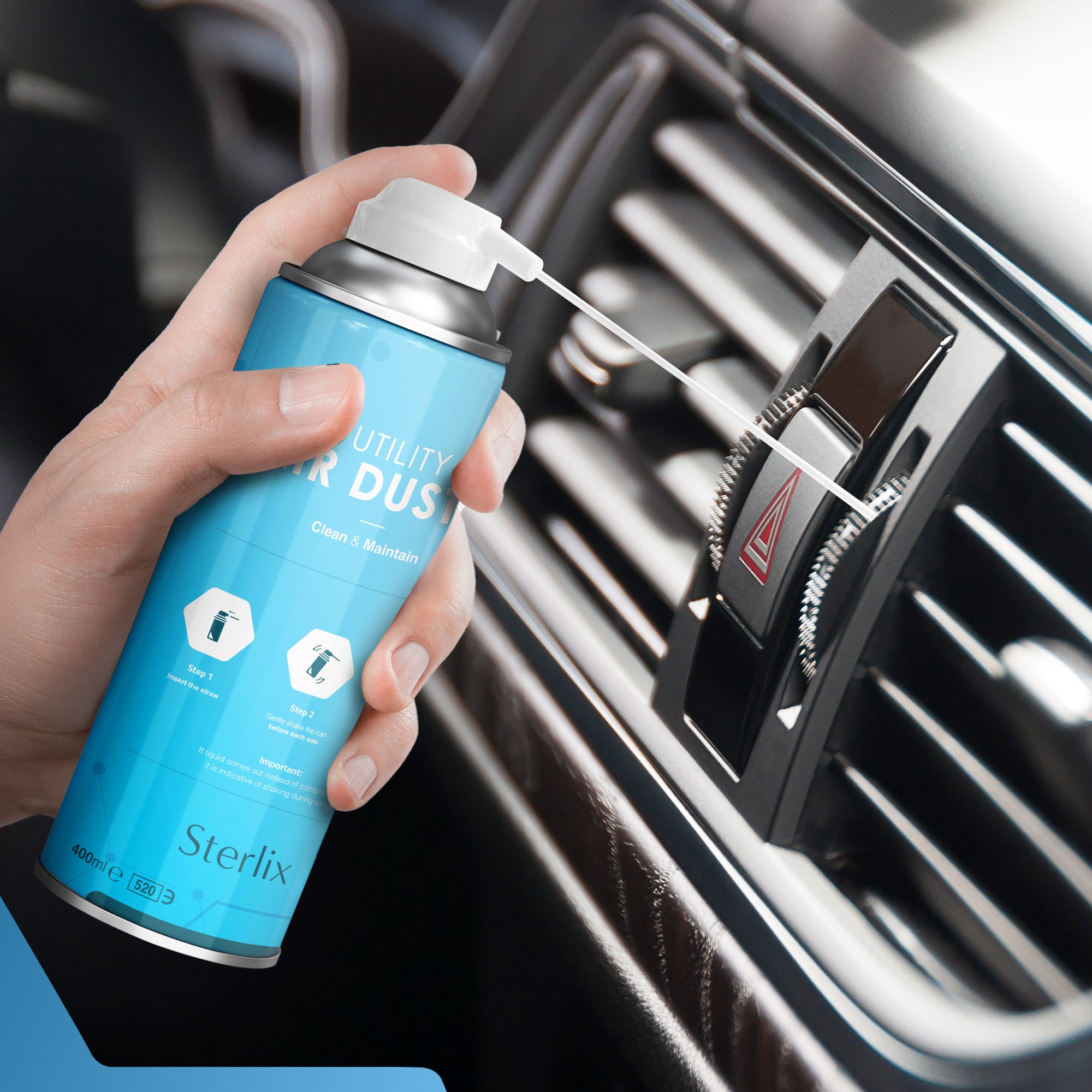 Air Duster Can 400ml Compressed Air Spray Can Dust Cleaner PC, Keyboard, Electronic Devices & Car Cleaning Protect & Maintain Easy Use Blow Dust & Dirt Extension Tube Professional Use