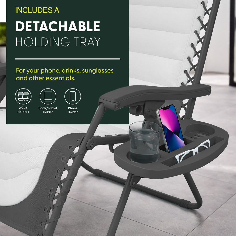 KEPLIN 2 Pack XXL Premium Heavy-Duty Colour Block Zero Gravity Chairs, Adjustable Headrest, Cup & Phone Holder, Foldabl