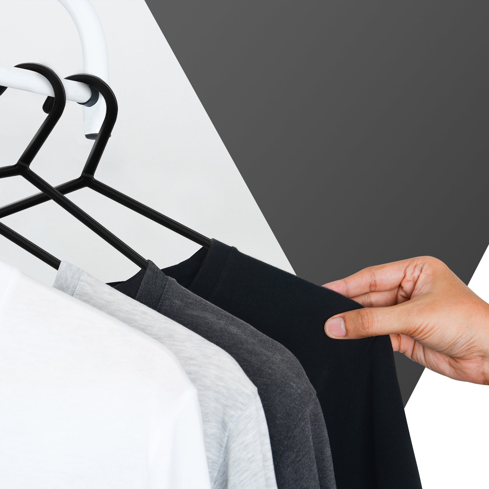 25pcs Plastic Clothes Hangers - For Heavy-Duty Adult Coat Hangers with Trouser Bar and Accessory Hooks
