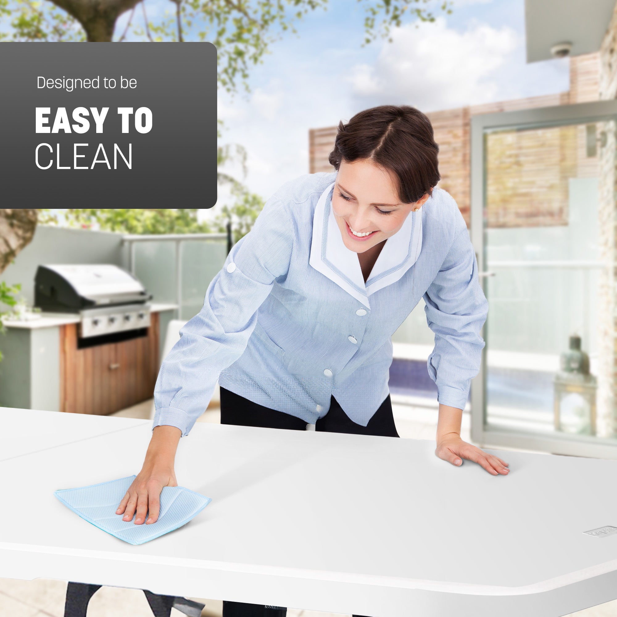 KEPLIN 6ft Folding Table with Spacious 180x70x74cm Tabletop & Sturdy Metal Frame