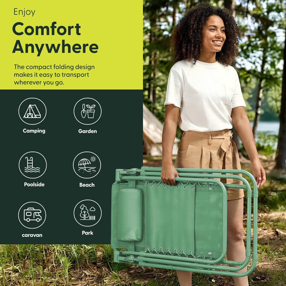 KEPLIN Set of 2 Heavy Duty Monocolour and Basic Textoline Zero Gravity Chairs for Garden Light Reclining Patio Sun loungers Easy to Clean Adjustable Head Rest Foldable with Cup & Phone Holder