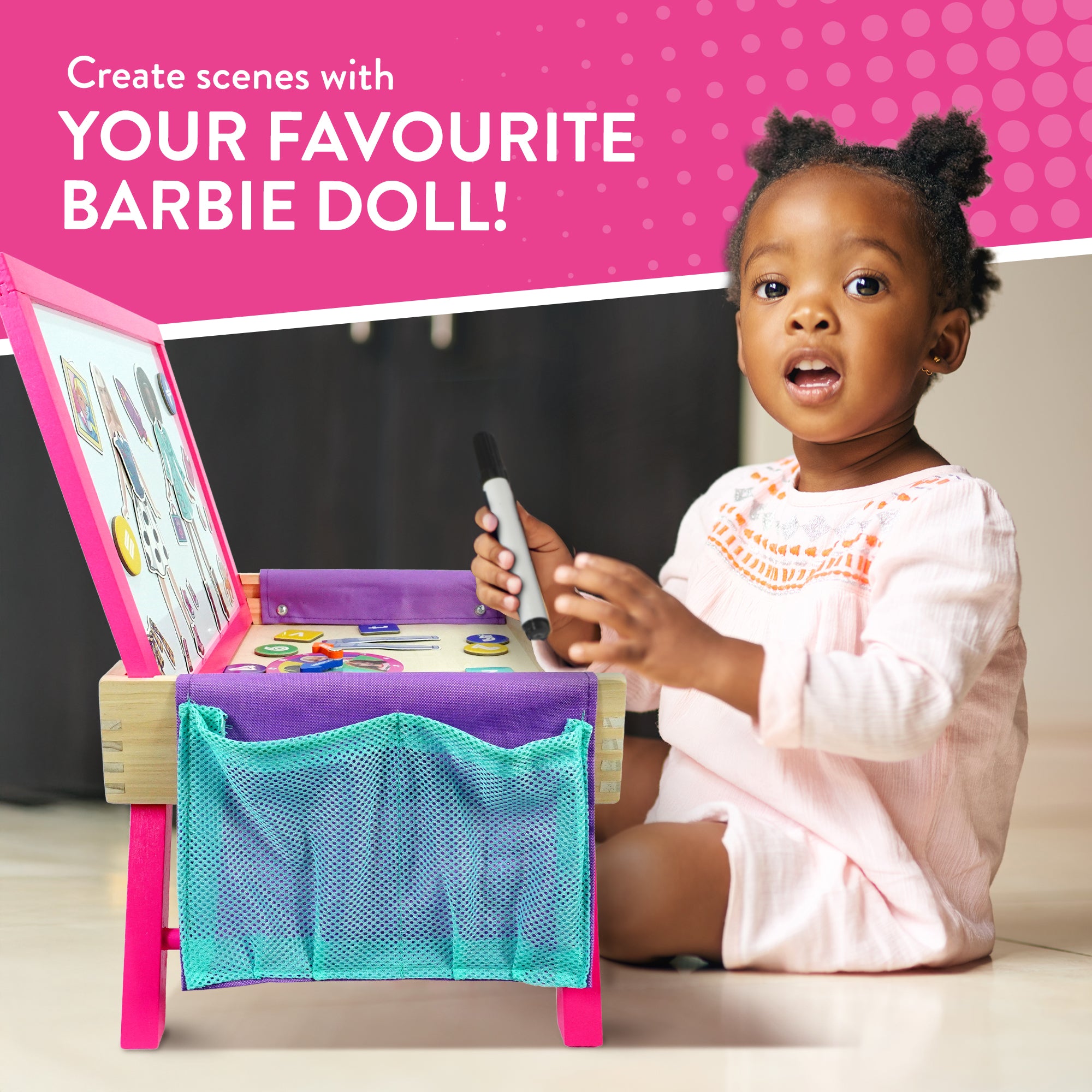 Barbie - Creation Station - 2-in-1 Educational Magnetic Whiteboard Lap Tray