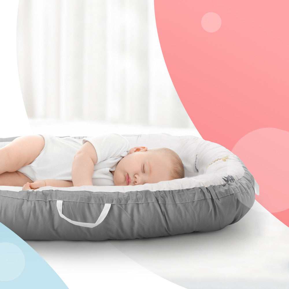 Kidoola Newborn Baby Nest Lounger - 100% Cotton, Washable, Safe and Breathable Fabric 0-12 Months Unisex Ideal for Home, Travel & Baby Essential Gift (Animals)
