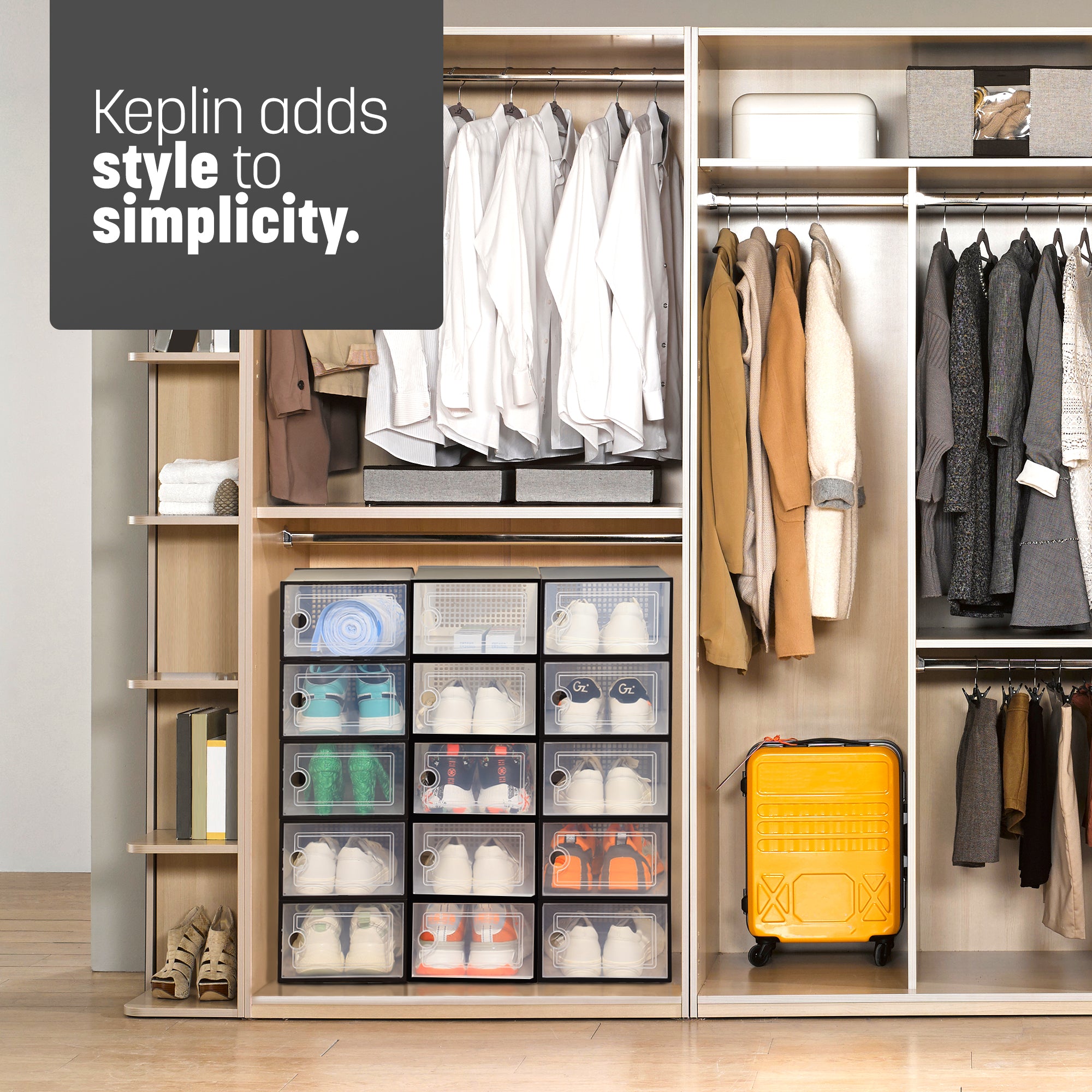 Stackable Shoe Storage Boxes (12-Pack) for Closet, Wardrobe & Home