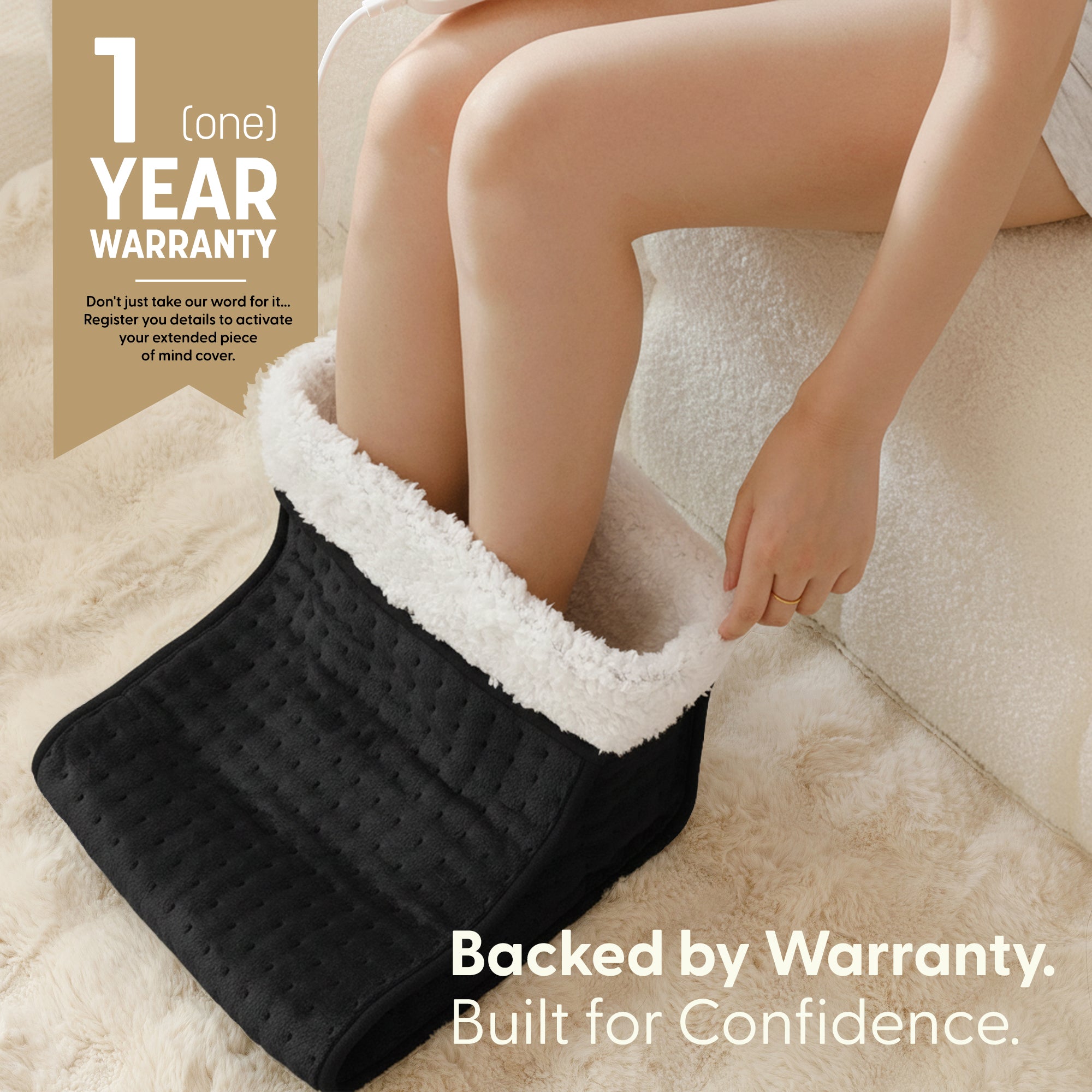 KEPLIN Electric Foot Warmer, 1 Pack - 9 Adjustable Temperature Settings, 90-Min Auto Shut-Off Timer, Overheat & Overcurrent Protection, Soft Fleece Lining, Washable Inner Sleeves (32x28x26cm), 1 Year Warranty