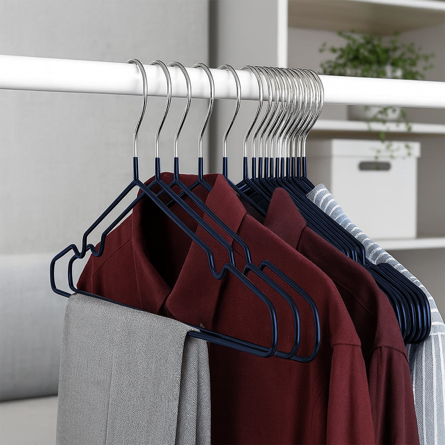 20pcs Metal Hangers Premium Rubber Coated - Non-Slip Clothes Hangers with 360° Swivel Hook