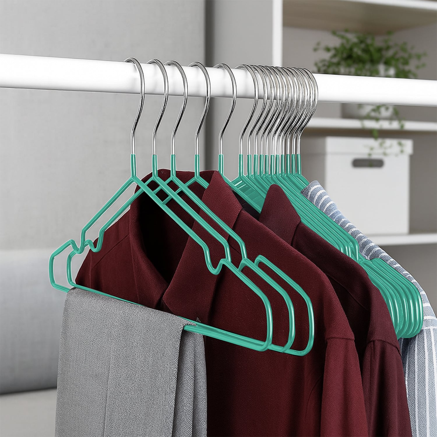 20pcs Metal Hangers Premium Rubber Coated - Non-Slip Clothes Hangers with 360° Swivel Hook
