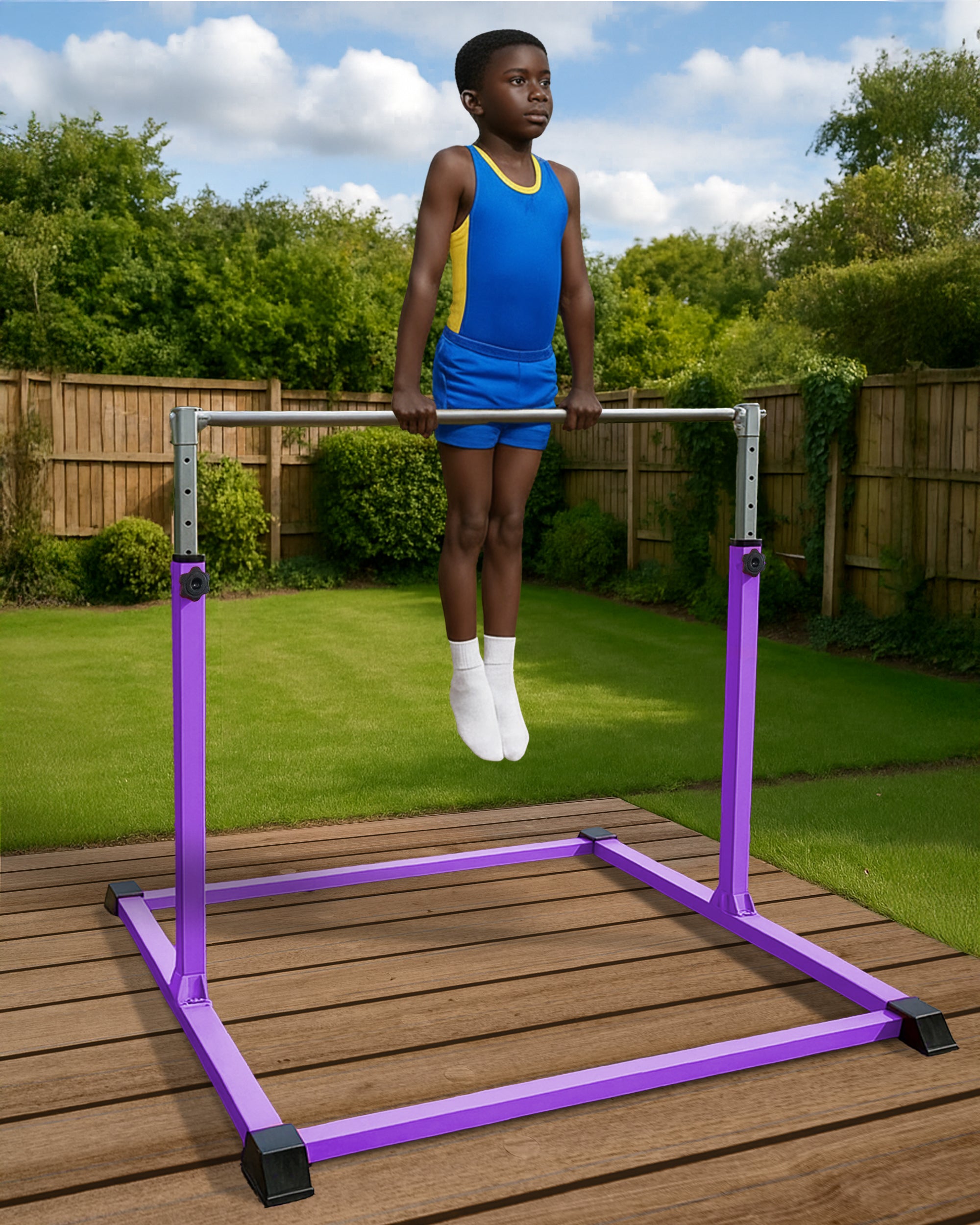 KAYMAN Foldable Large Gymnastics Horizontal Bar – Adjustable Height, Durable Iron Frame with Hand Protection Wrap