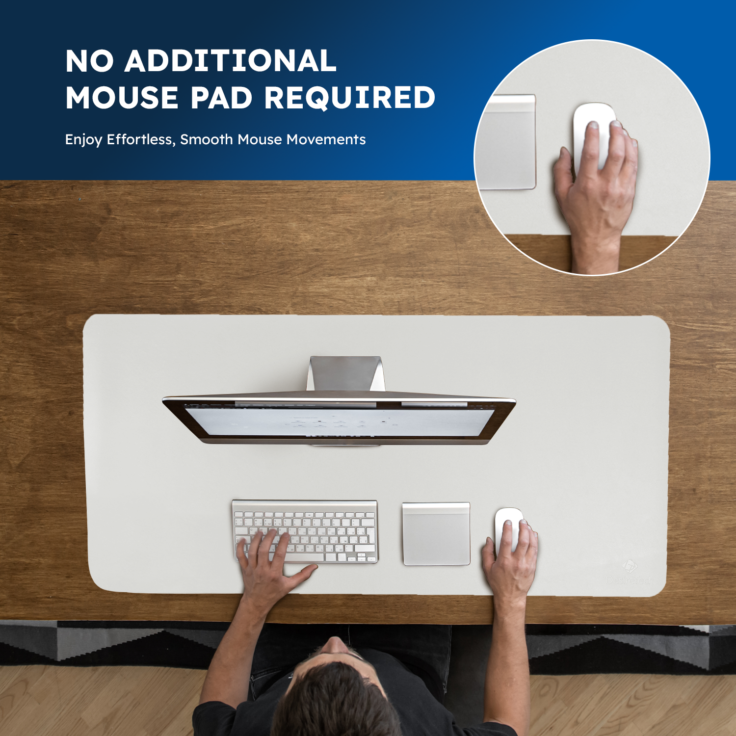 DesireTech Reversible Extra Large Office Desk Mat- Small Dual-Sided Desk Mat, Waterproof Faux Leather Table Surface Protector Desk- Laptop Mat & Mouse Pad