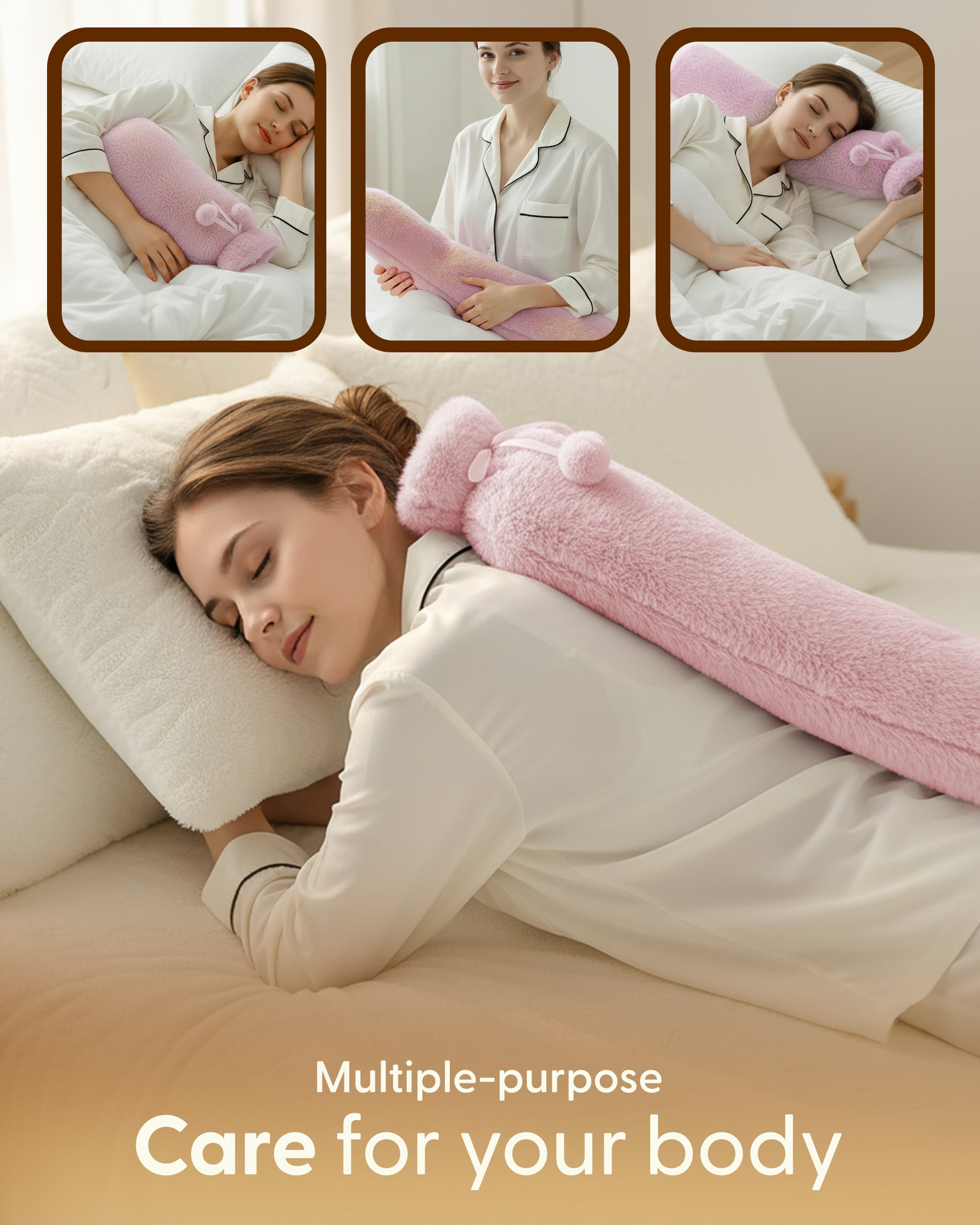 Luxury Hot Water Bottle - Extra Soft Cover, Thermal Rubber Bottle Covered with Premium Faux Fur