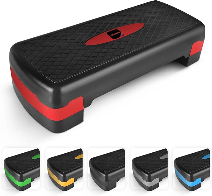 KAYMAN Exercise Stepper – Adjustable Fitness Step Platform for Home & Gym Workouts | Ideal for Aerobics, Cardio, Weights, Yoga | 2 Level Heights
