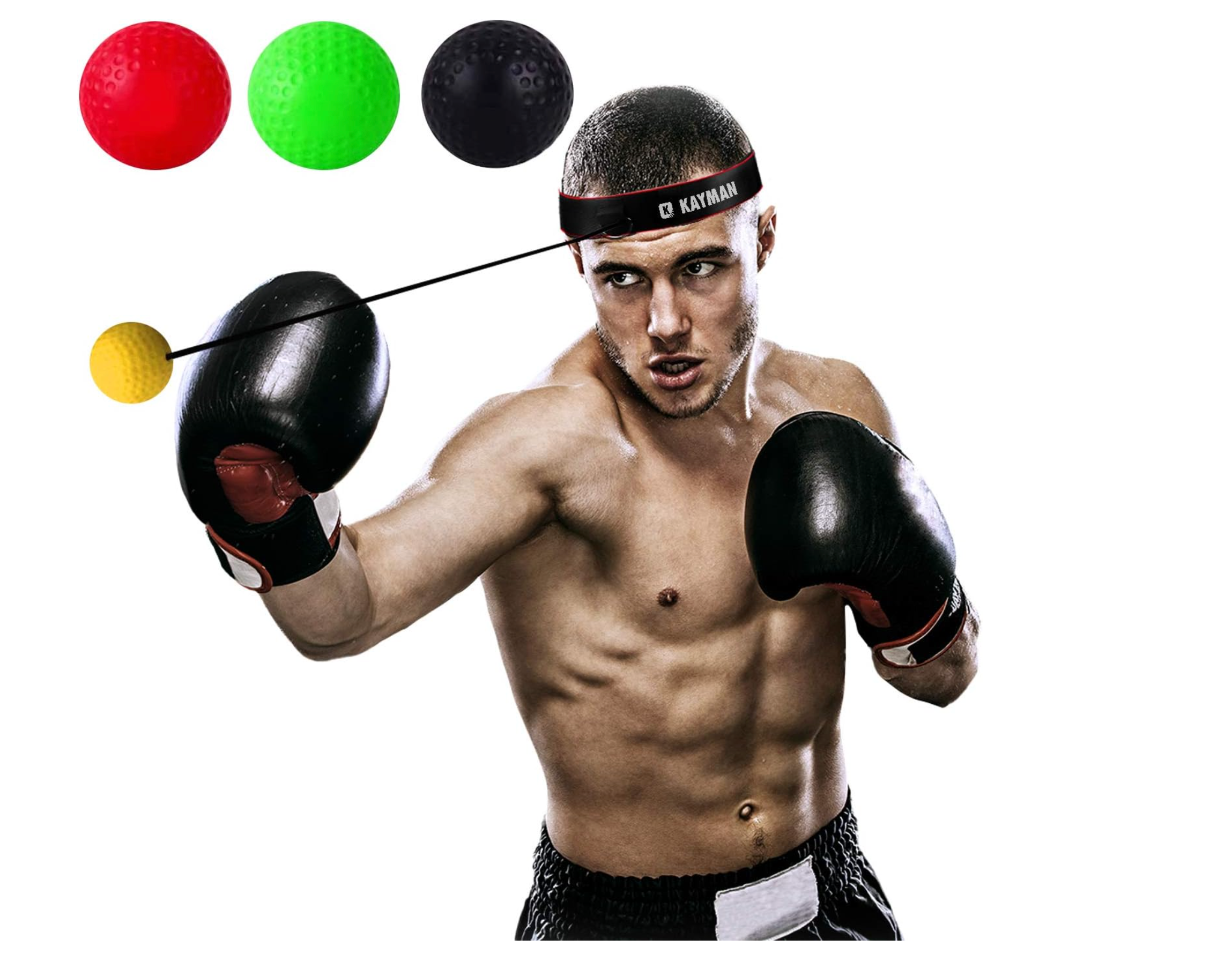 KAYMAN Boxing Reflex Ball – Headband Attached MMA Punch Training Ball, Speed & Reaction Fitness Equipment for Martial Arts, Combat Sports & Gym Exercise – Suitable for Adults & Children