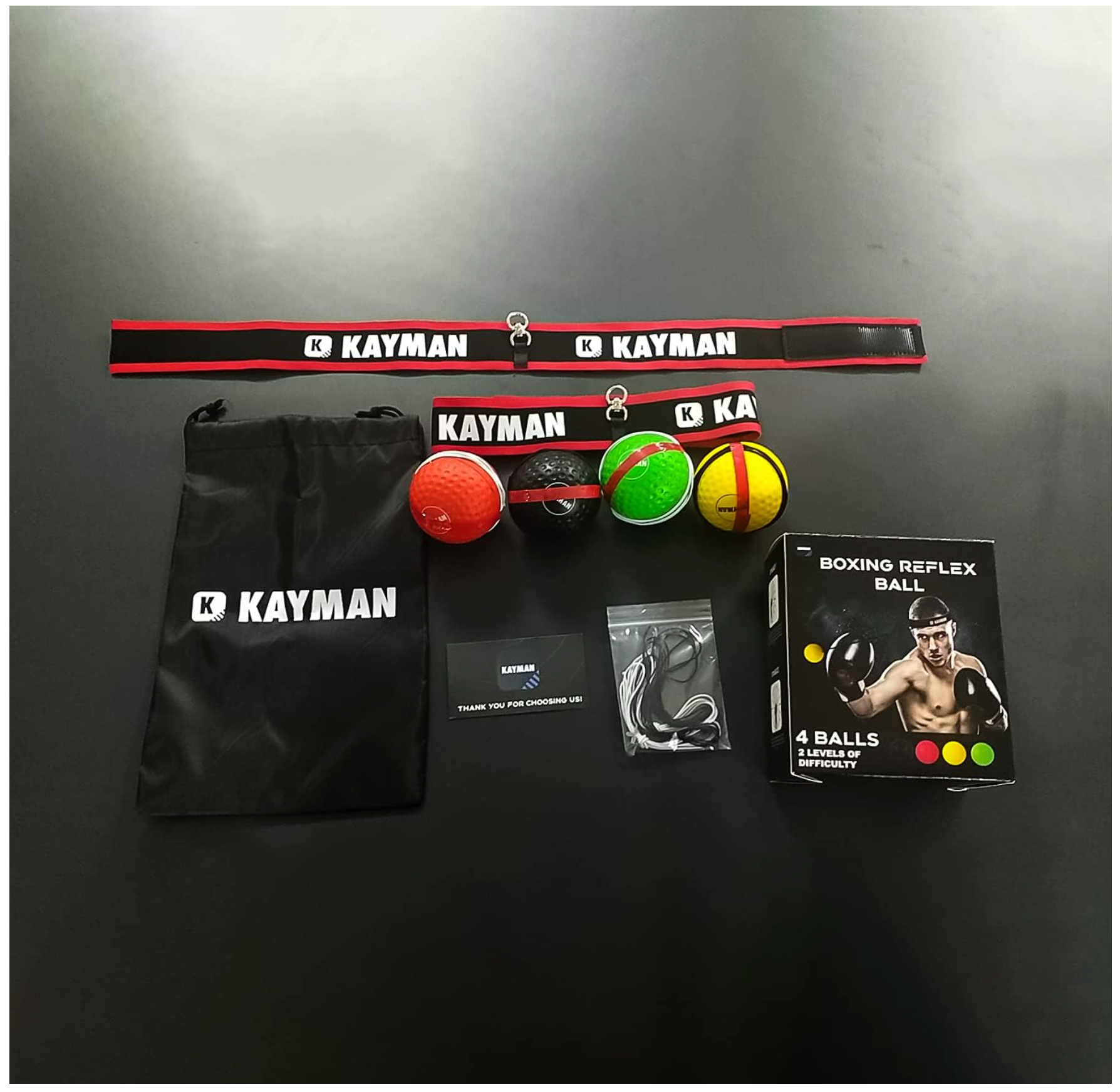 KAYMAN Boxing Reflex Ball – Headband Attached MMA Punch Training Ball, Speed & Reaction Fitness Equipment for Martial Arts, Combat Sports & Gym Exercise – Suitable for Adults & Children