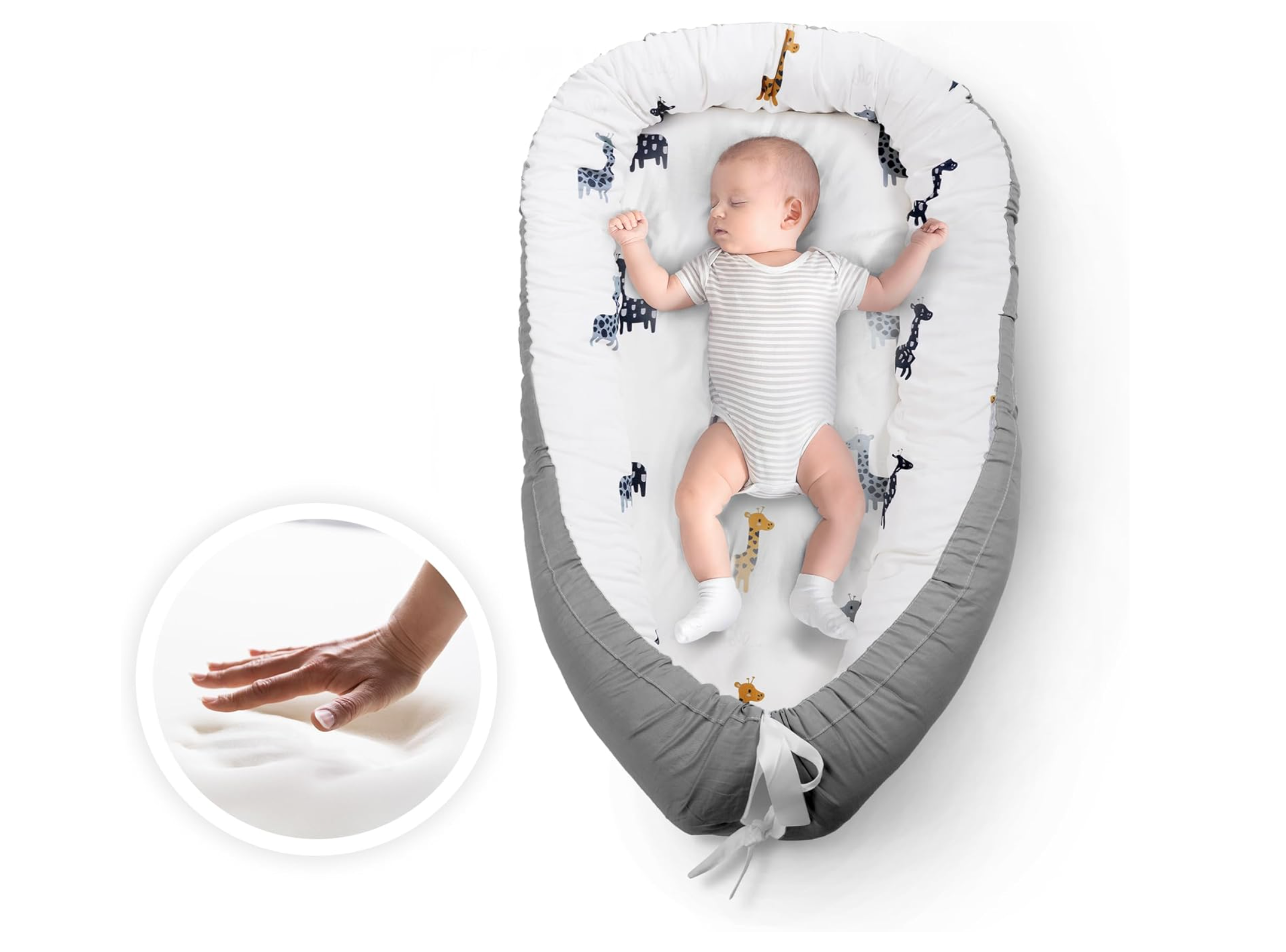 Kidoola Newborn Baby Nest Lounger - 100% Cotton, Washable, Safe and Breathable Fabric 0-12 Months Unisex Ideal for Home, Travel & Baby Essential Gift (Animals)