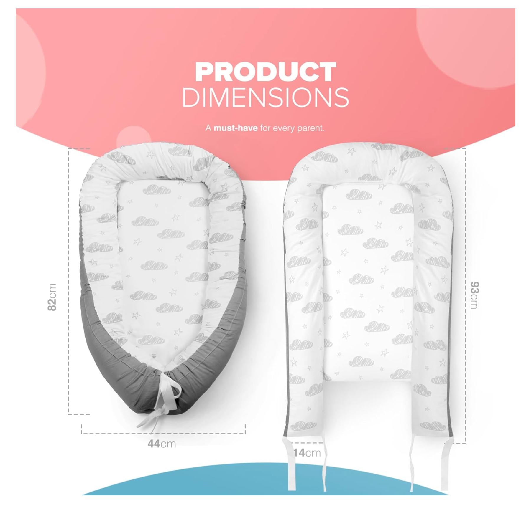 Kidoola Newborn Baby Nest Lounger - 100% Cotton, Washable, Safe and Breathable Fabric 0-12 Months Unisex Ideal for Home, Travel & Baby Essential Gift (Animals)