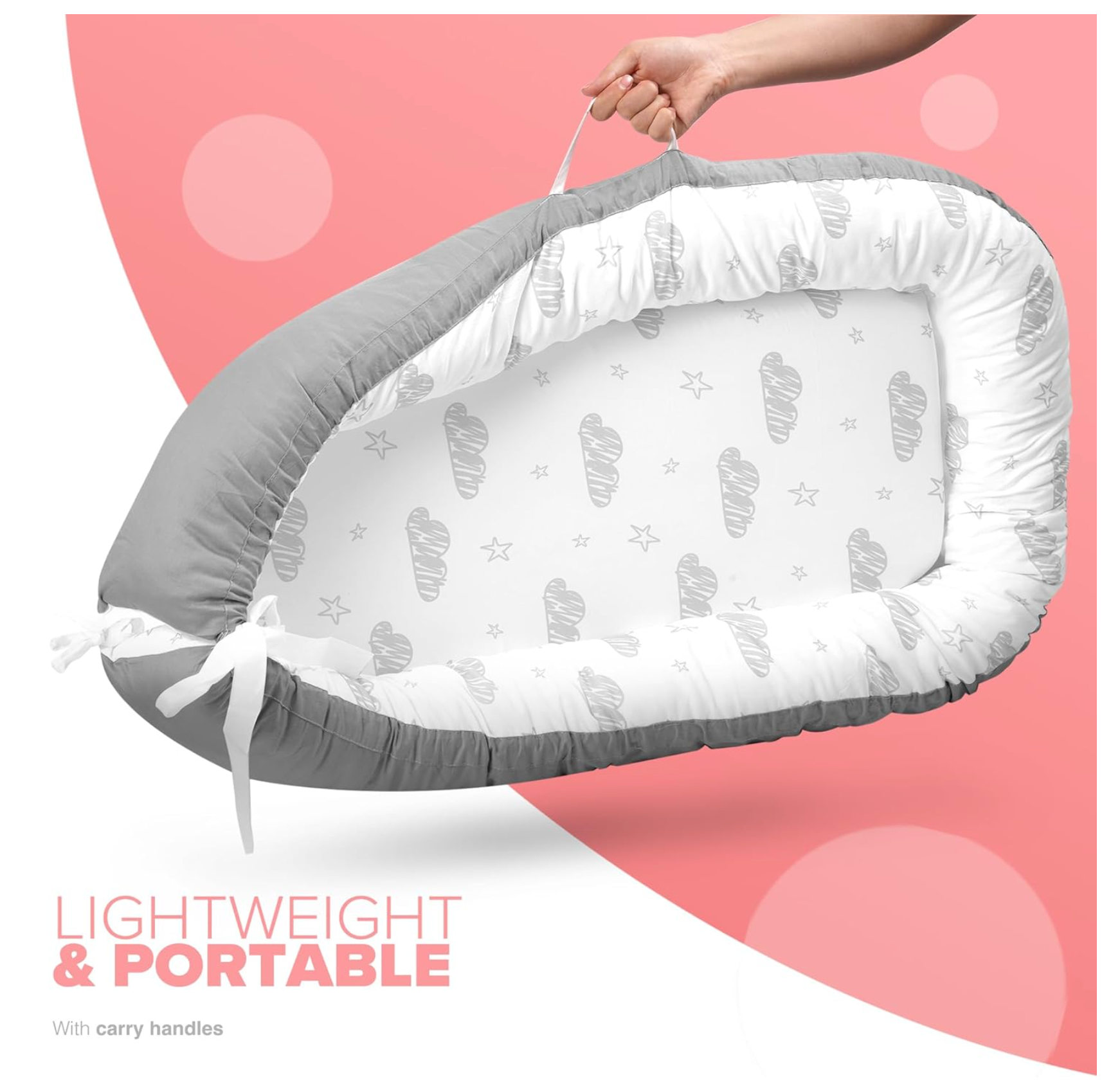 Kidoola Newborn Baby Nest Lounger - 100% Cotton, Washable, Safe and Breathable Fabric 0-12 Months Unisex Ideal for Home, Travel & Baby Essential Gift (Animals)