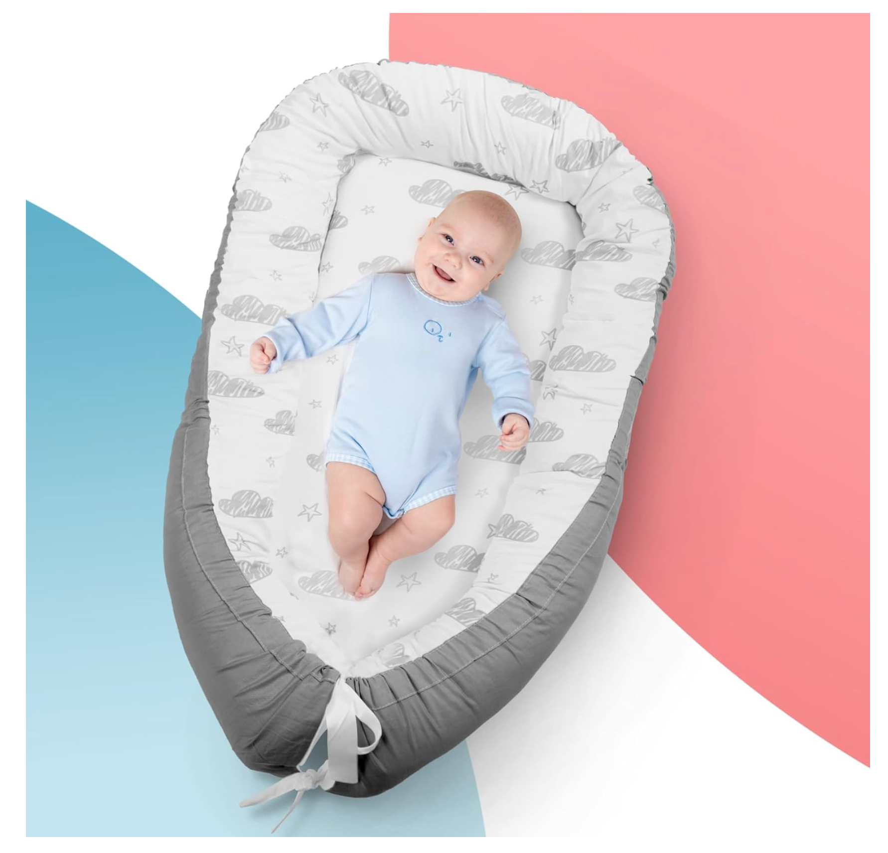 Kidoola Newborn Baby Nest Lounger - 100% Cotton, Washable, Safe and Breathable Fabric 0-12 Months Unisex Ideal for Home, Travel & Baby Essential Gift (Animals)
