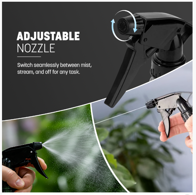 KEPLIN Water Spray Bottles (2 Pack) 600ml – Adjustable Nozzle for Mist & Stream | Reusable & Refillable w/Spray Nozzle | Ideal for Cleaning Kitchen Bath Glass (Grey & Green) (Copy)