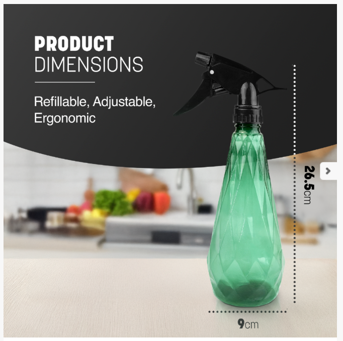 KEPLIN Water Spray Bottles (2 Pack) 600ml – Adjustable Nozzle for Mist & Stream | Reusable & Refillable w/Spray Nozzle | Ideal for Cleaning Kitchen Bath Glass (Grey & Green) (Copy)