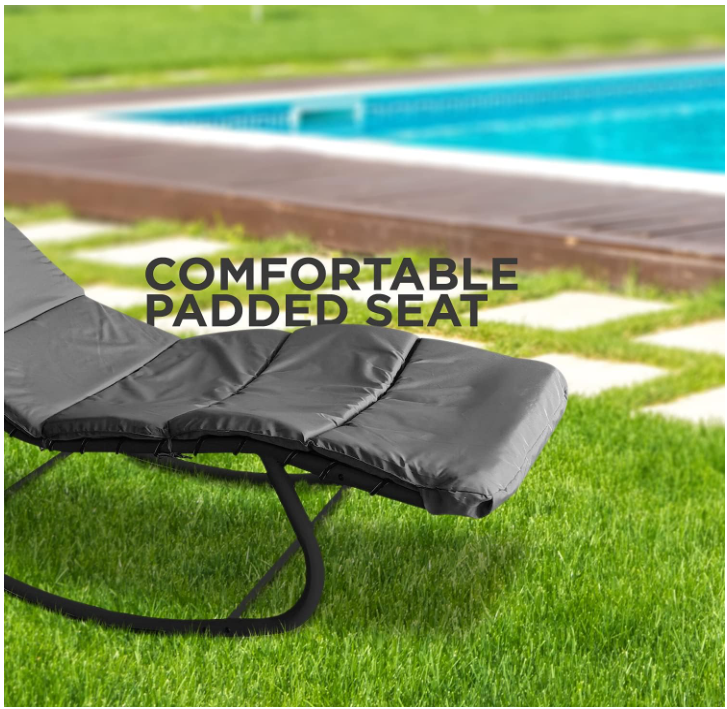 Heavy Duty Textoline Hammock Sun Lounger with Canopy - Grey & Black
