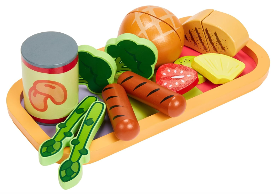 BLUEY - Dine In with Bluey Wooden Toy Set - 32-Piece Role-Play Kit with Magic Asparagus, Plates & Utensils - Imaginative Pretend Play for Kids - FSC Certified, Ages 3+