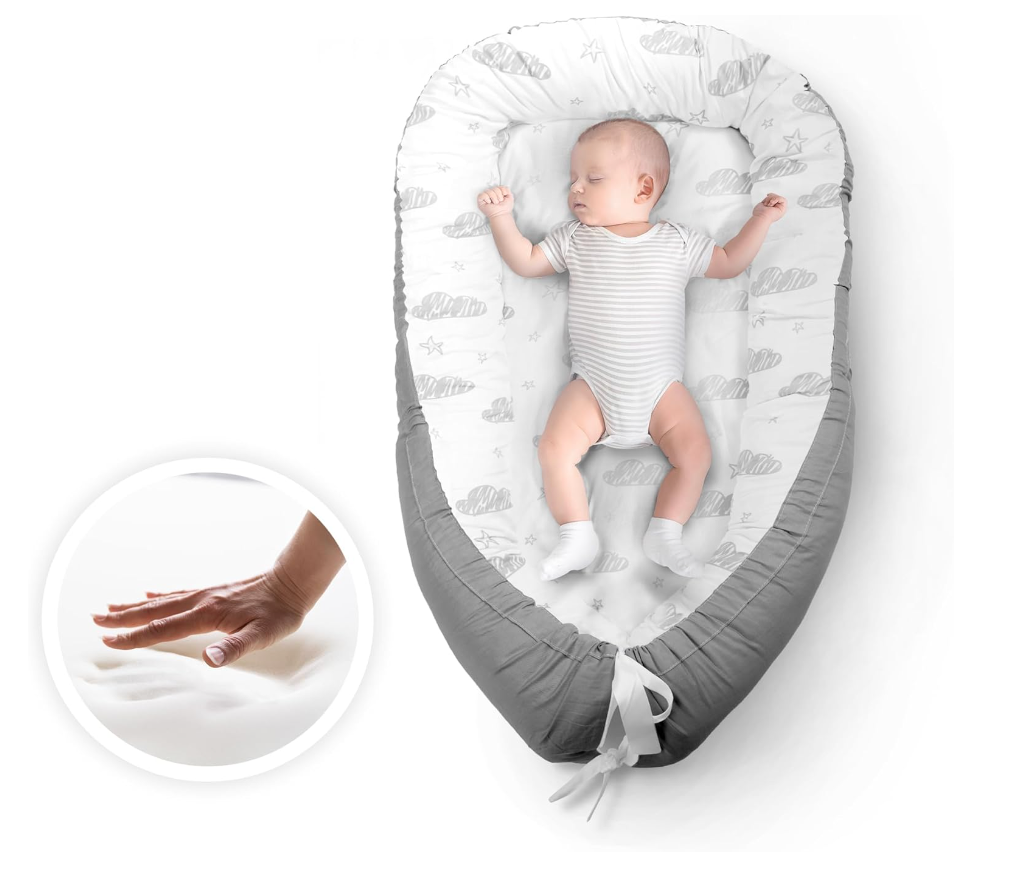 Kidoola Newborn Baby Nest Lounger - 100% Cotton, Washable, Safe and Breathable Fabric 0-12 Months Unisex Ideal for Home, Travel & Baby Essential Gift (Animals)