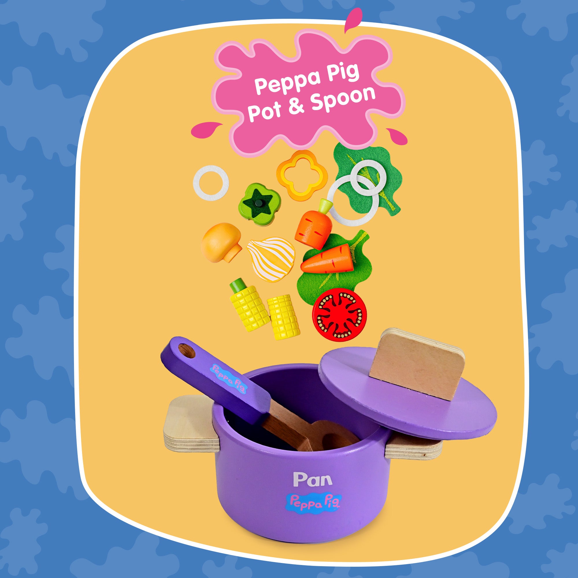 Peppa Pig Wooden Play Kitchen - Floor Standing Toy Pretend Play Kitchen Set