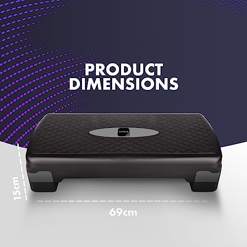 KAYMAN Exercise Stepper – Adjustable Fitness Step Platform for Home & Gym Workouts | Ideal for Aerobics, Cardio, Weights, Yoga | 2 Level Heights