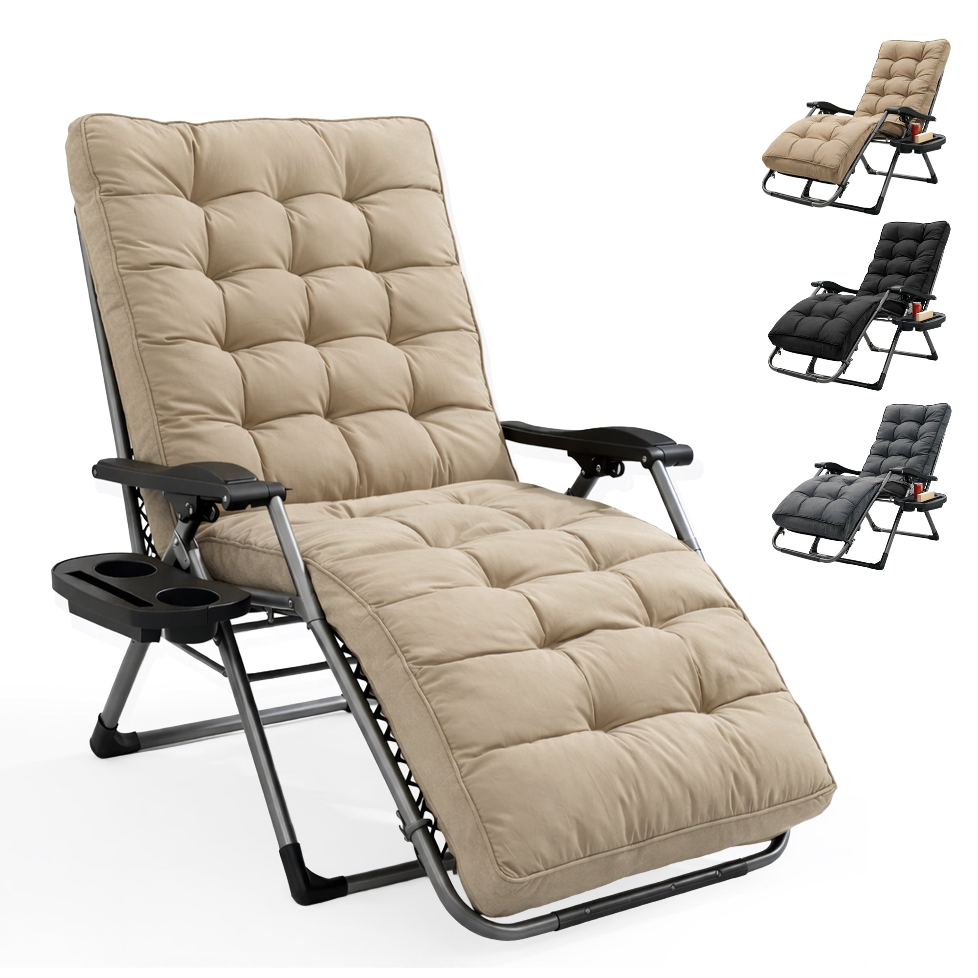 KEPLIN Square Tube Gravity Chair with Cushion – Extra-Wide 72cm Recliner, Adjustable Zero Gravity Lounger, Reinforced Frame, Supports 150kg, Premium Comfort for Indoor & Outdoor Relaxation