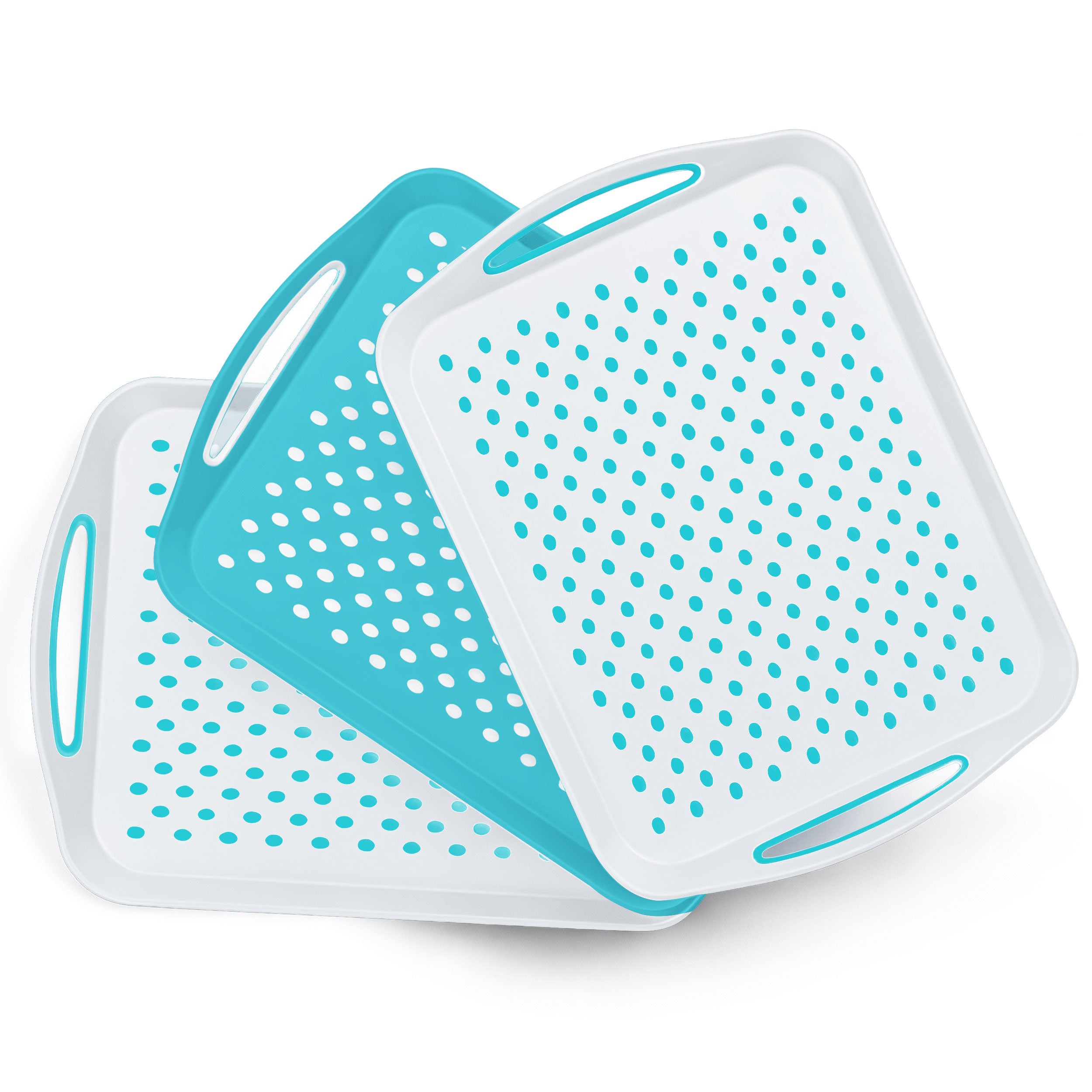 Essen 3-Pack Serving Tray Set – Non-Slip Lap Boards with Grip Handles, Ideal for Food Prep, Tea, Breakfast in Bed – Plastic Tray for Stable Dining – Dishwasher Safe