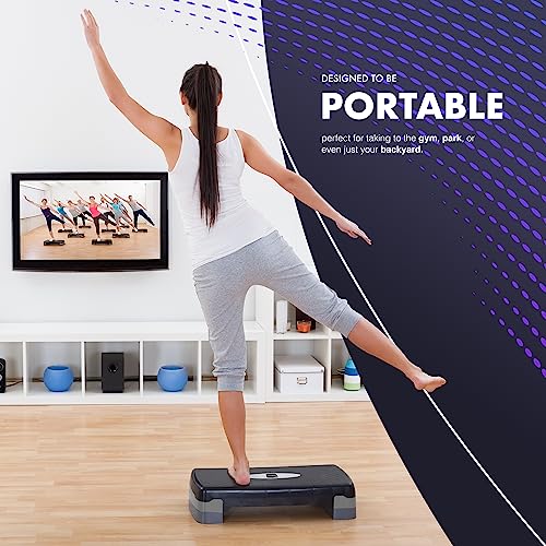 KAYMAN Exercise Stepper – Adjustable Fitness Step Platform for Home & Gym Workouts | Ideal for Aerobics, Cardio, Weights, Yoga | 2 Level Heights