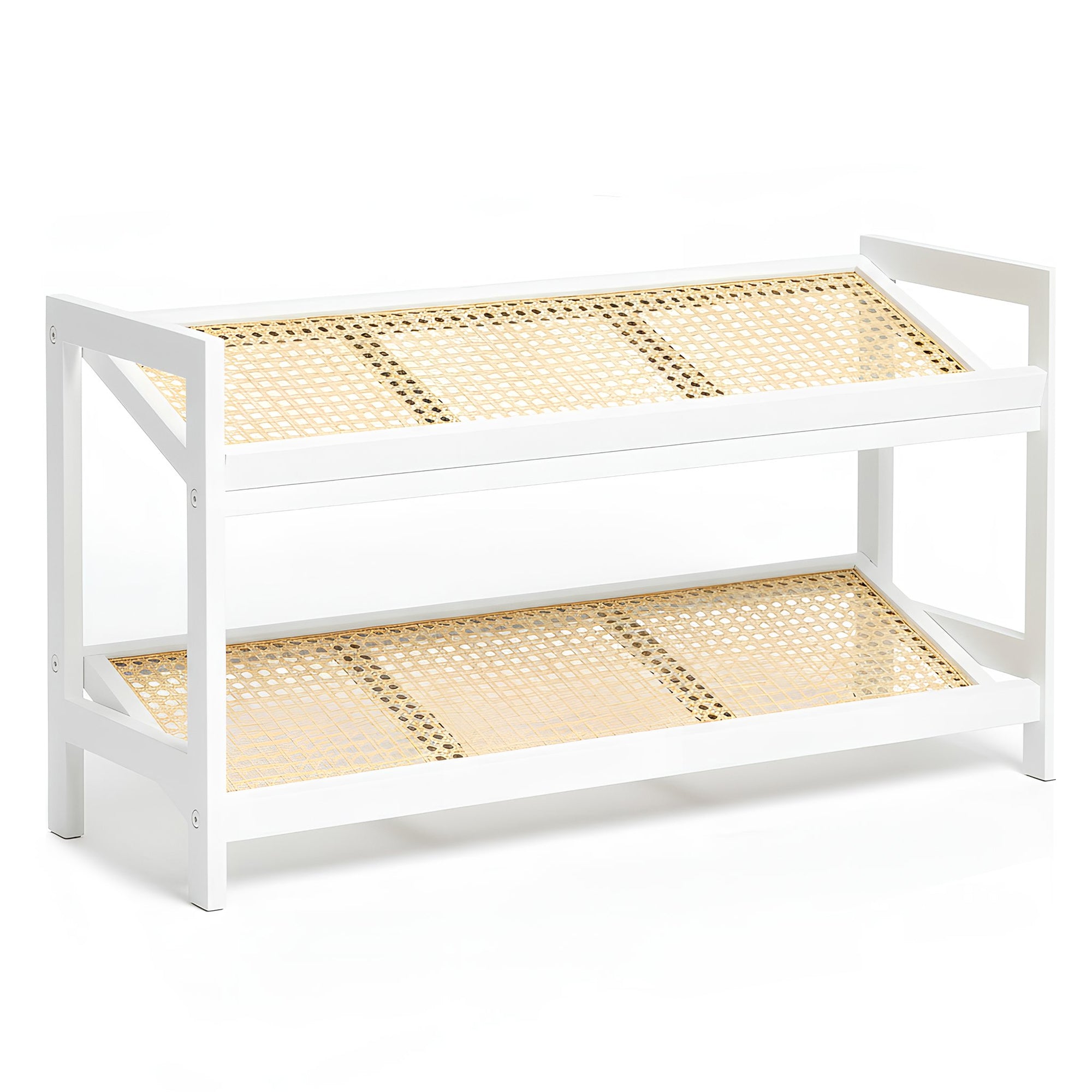 KEPLIN 2/3/4 Tier Bamboo and Rattan Shoe Rack Organiser – Eco-Friendly, Durable, Easy Assembly – Compact Design for Entryway, Closet, or Hallway – Stylish and Functional Storage – Black and Natural