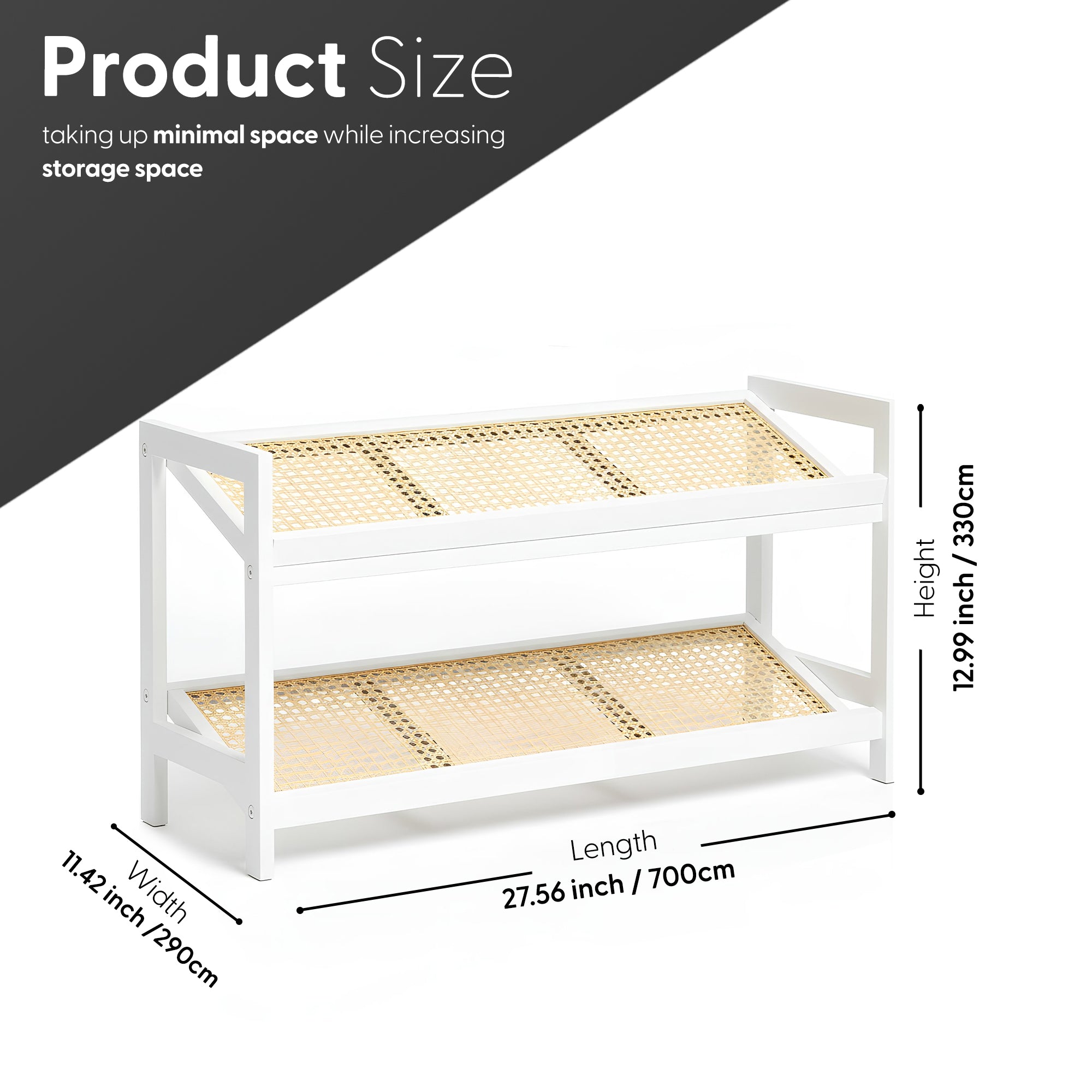 KEPLIN 2/3/4 Tier Bamboo and Rattan Shoe Rack Organiser – Eco-Friendly, Durable, Easy Assembly – Compact Design for Entryway, Closet, or Hallway – Stylish and Functional Storage – Black and Natural