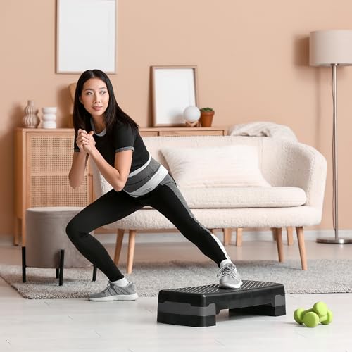 KAYMAN Exercise Stepper – Adjustable Fitness Step Platform for Home & Gym Workouts | Ideal for Aerobics, Cardio, Weights, Yoga | 2 Level Heights