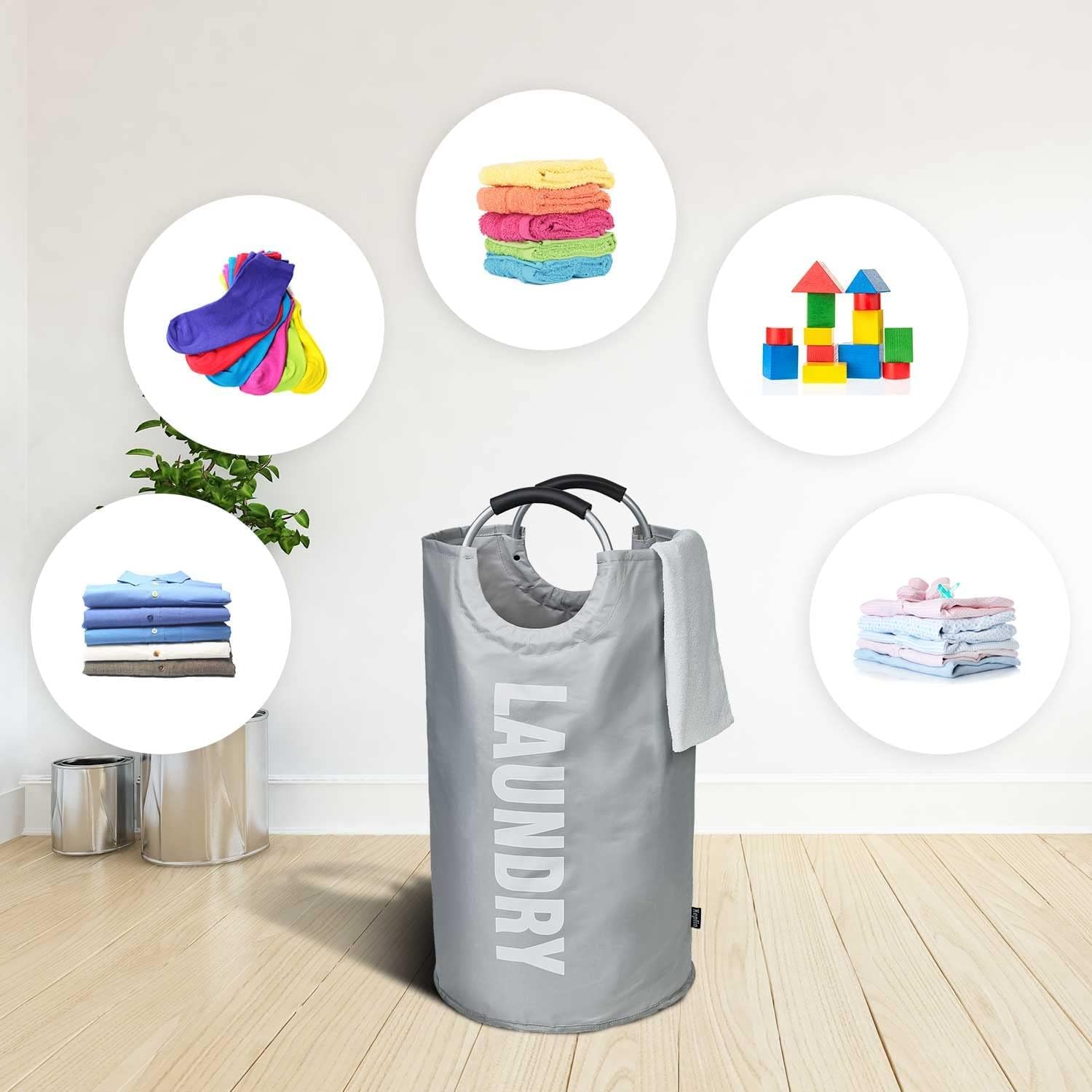 82L Collapsible Large Laundry Basket - Foldable & Easy to Carry Washing Basket