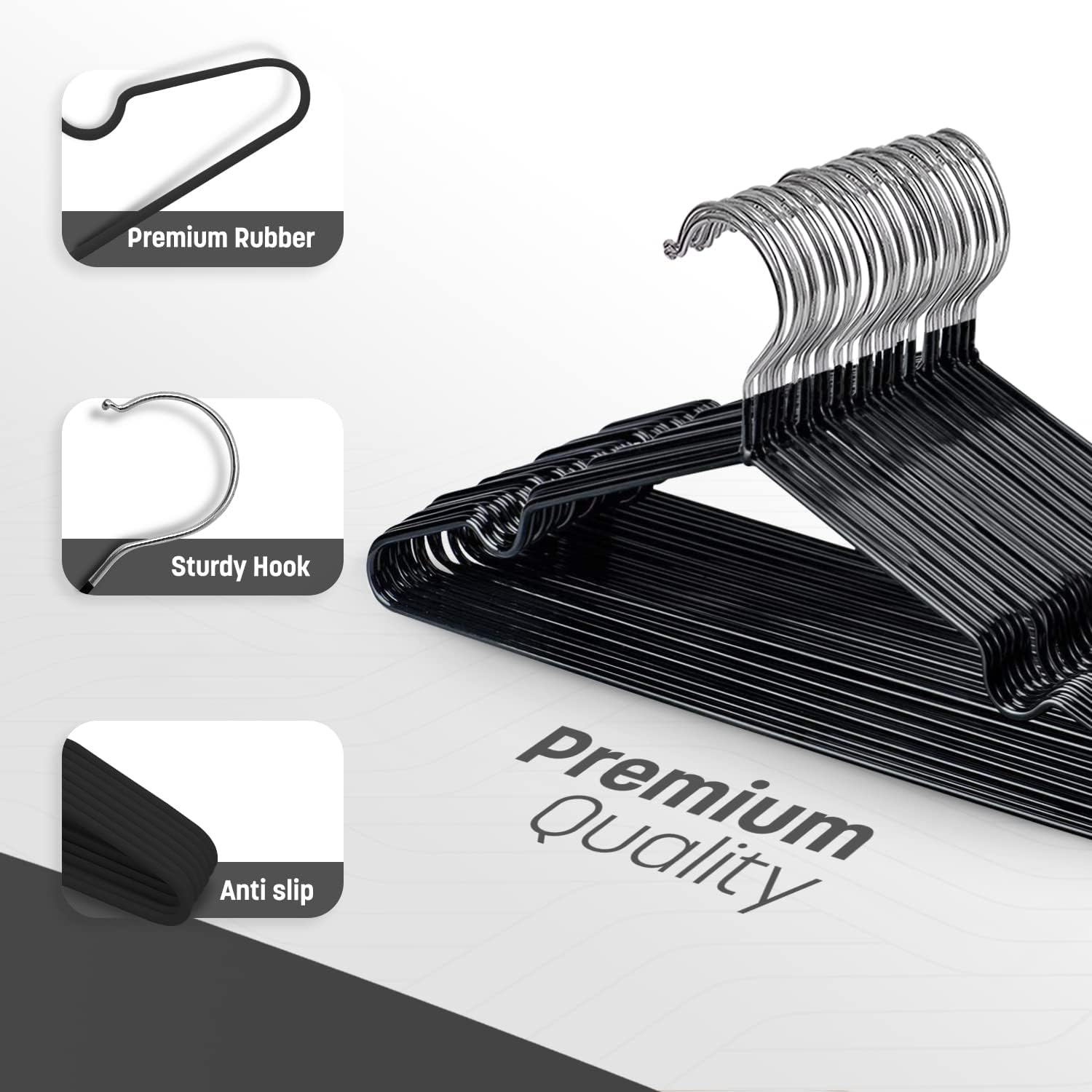 20pcs Metal Hangers Premium Rubber Coated - Non-Slip Clothes Hangers with 360° Swivel Hook
