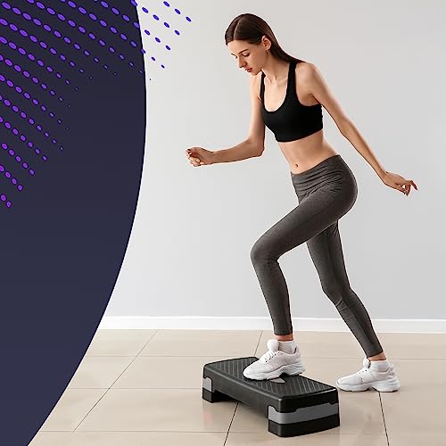 KAYMAN Exercise Stepper – Adjustable Fitness Step Platform for Home & Gym Workouts | Ideal for Aerobics, Cardio, Weights, Yoga | 2 Level Heights