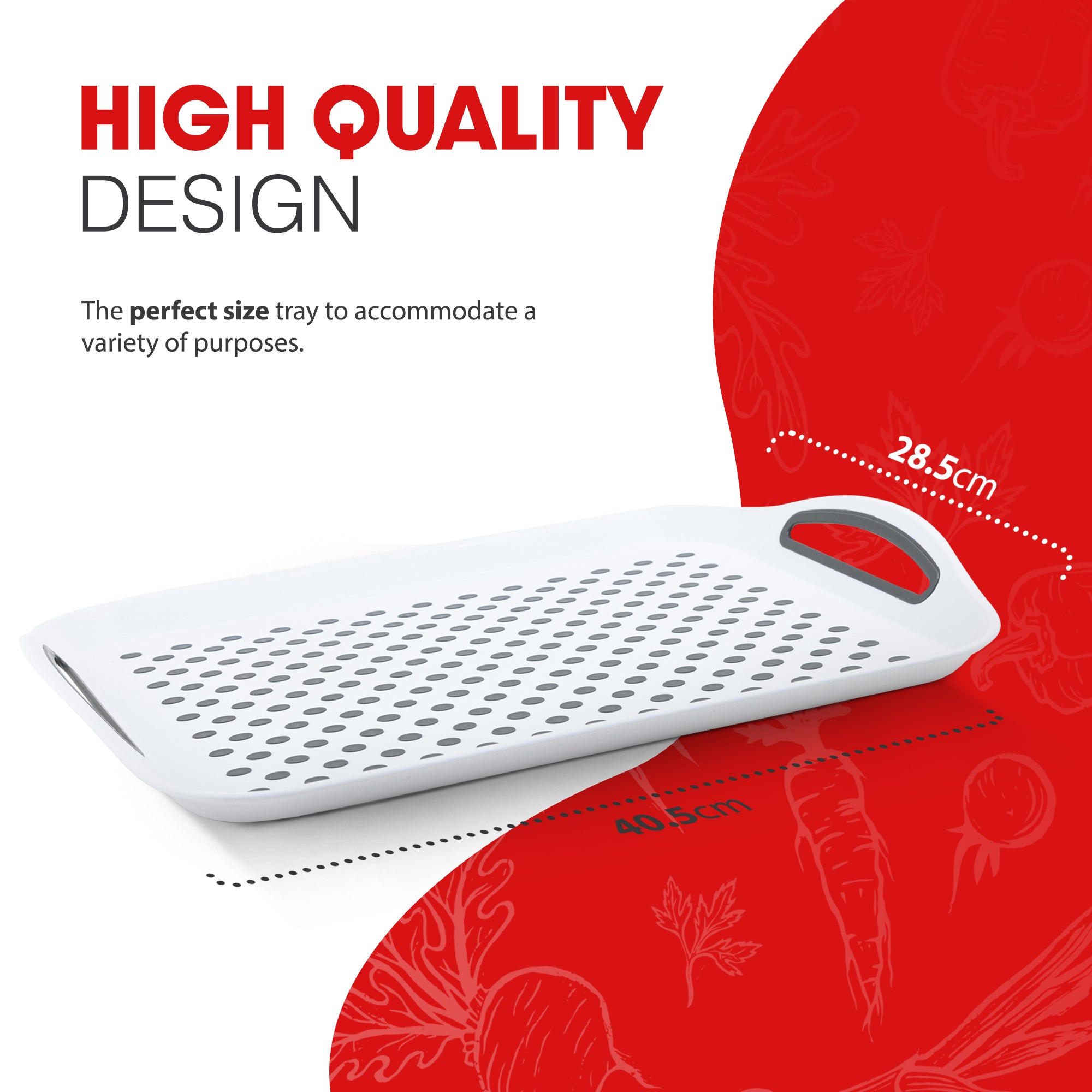 Essen 3-Pack Serving Tray Set – Non-Slip Lap Boards with Grip Handles, Ideal for Food Prep, Tea, Breakfast in Bed – Plastic Tray for Stable Dining – Dishwasher Safe