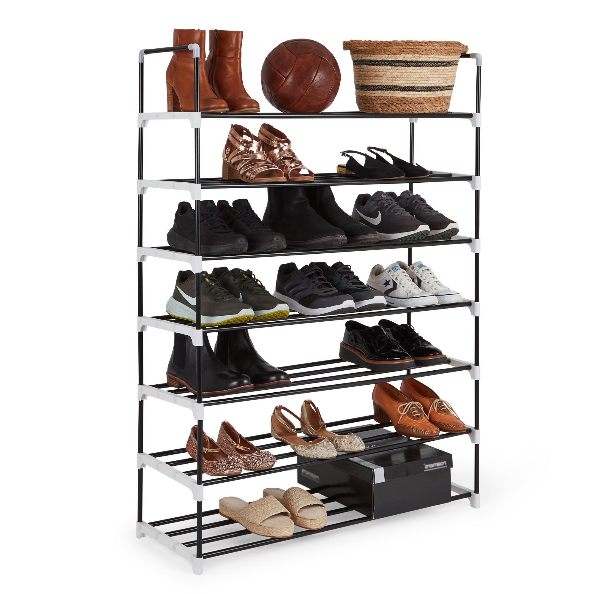 Metal Shoe Rack - Space Saving Slim Storage for Footwear and Internal Organiser for Wardrobes
